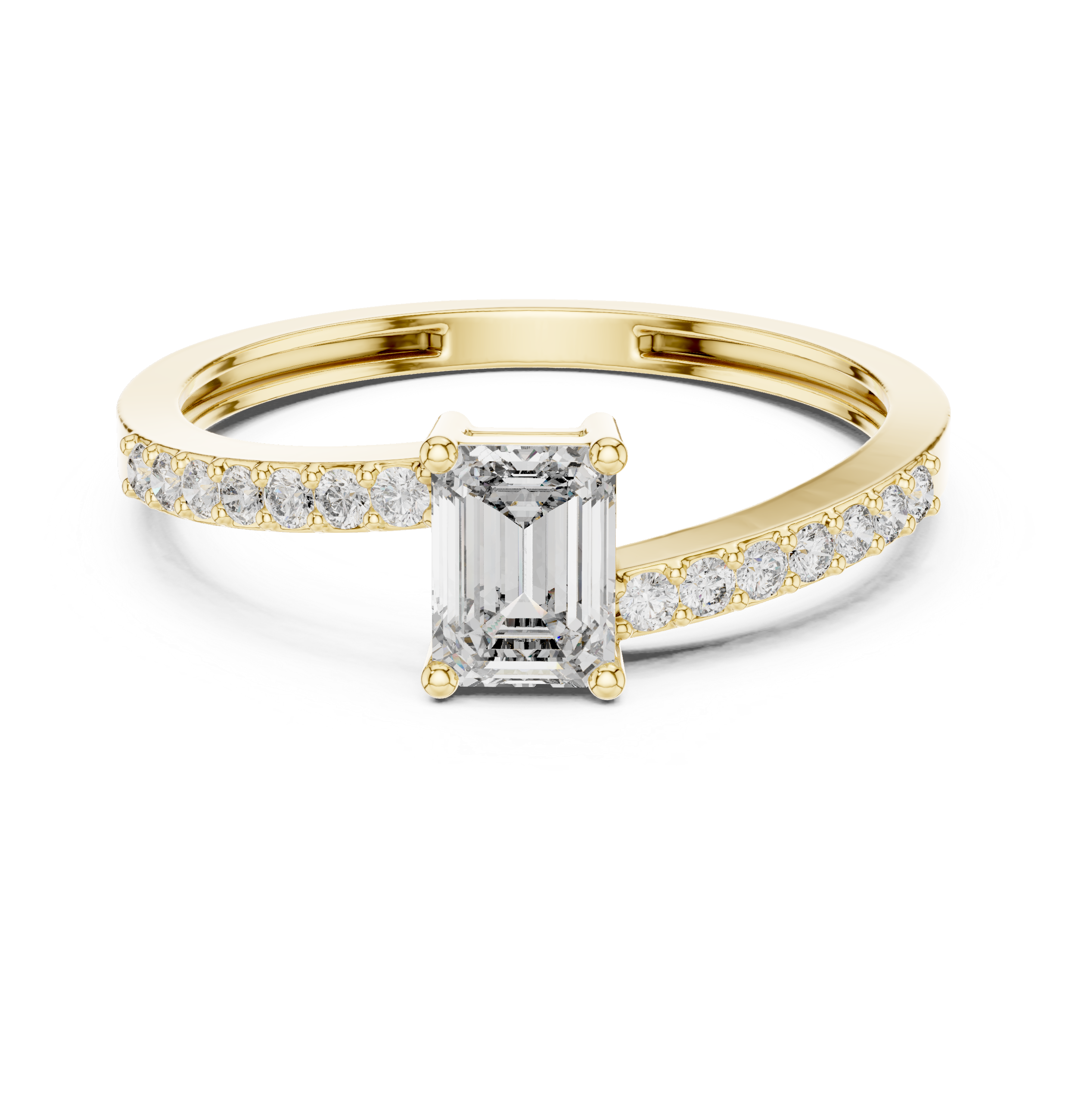 Emerald-Cut Solitaire with Pavé Shoulders