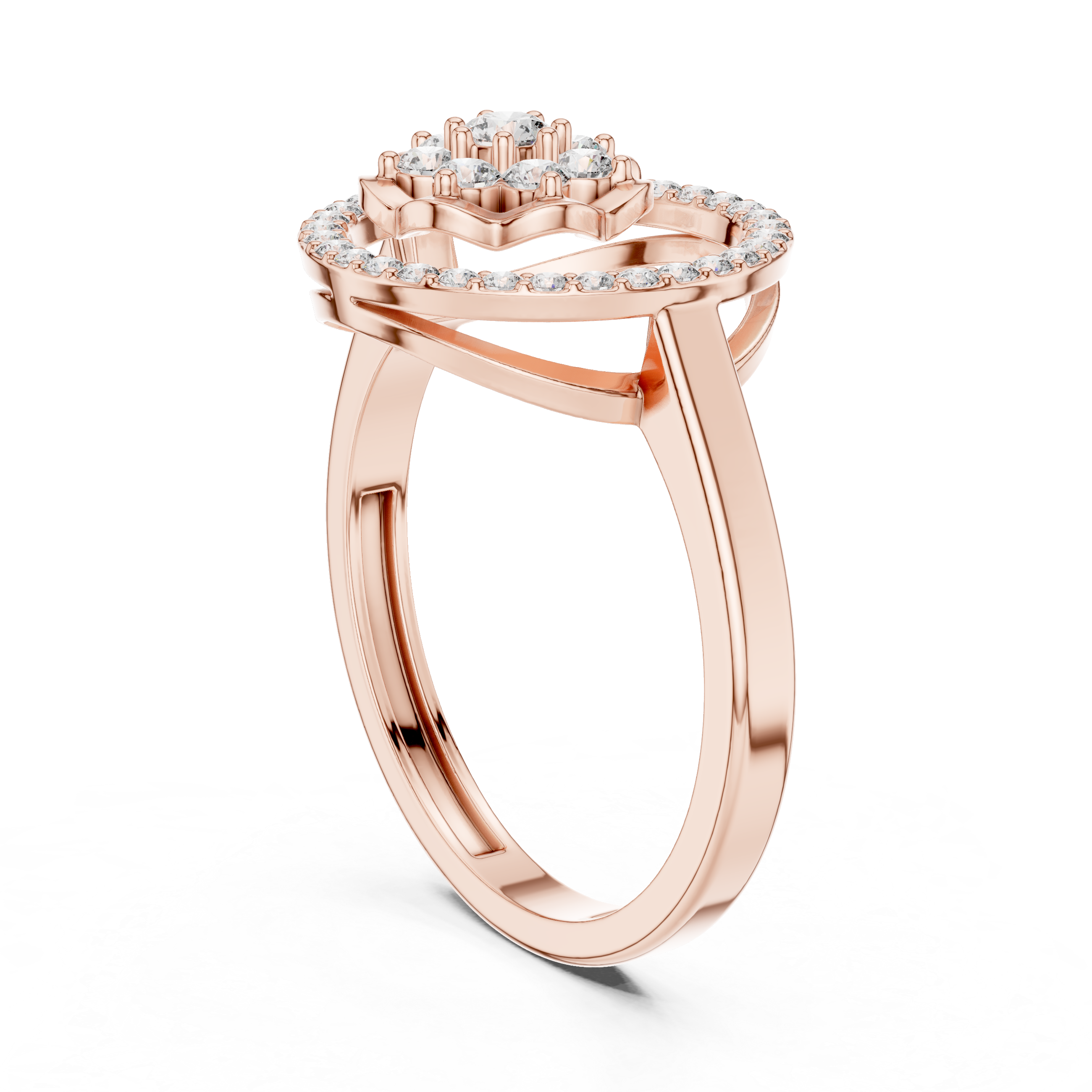 Muur Atelier Solid Gold Round Cut Floating Floral Orbit Diamond Ring