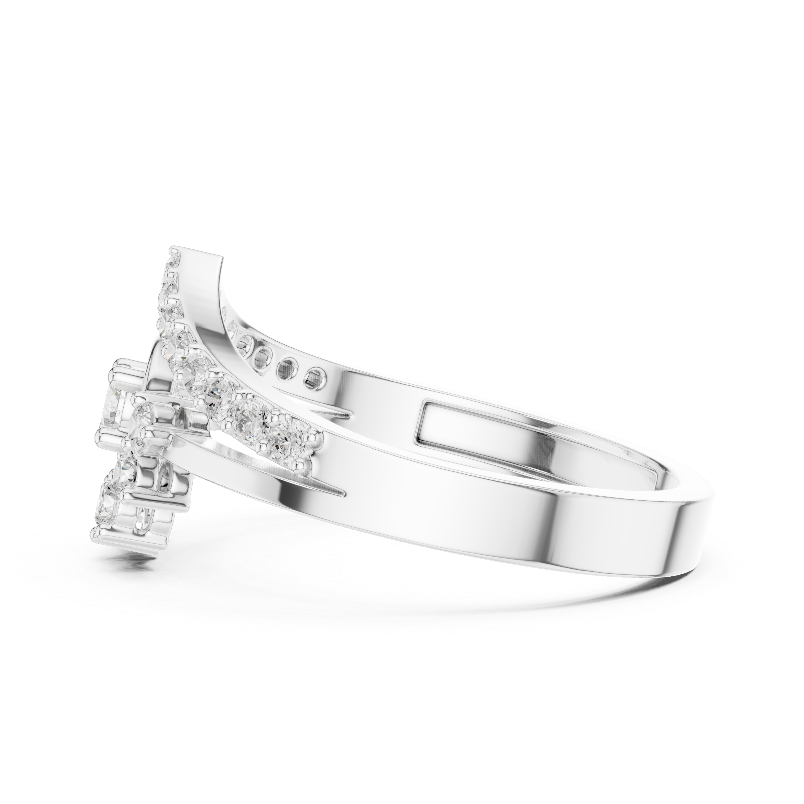 Muur Atelier Solid Gold Round Cut Geometric Chevron Tiara Diamond Ring