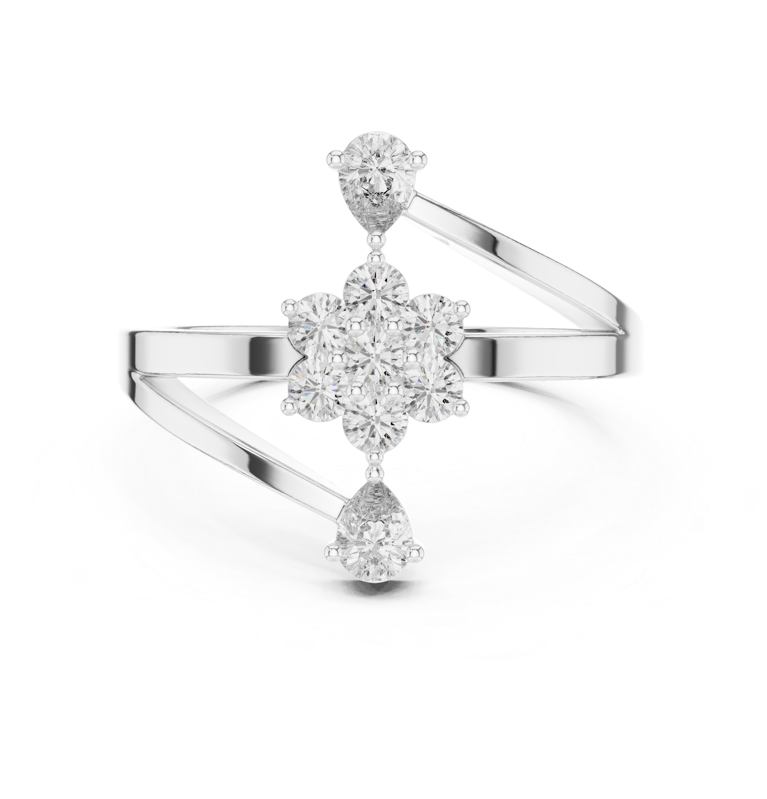 Split-Shank Cluster Ring, Rounds & Pears