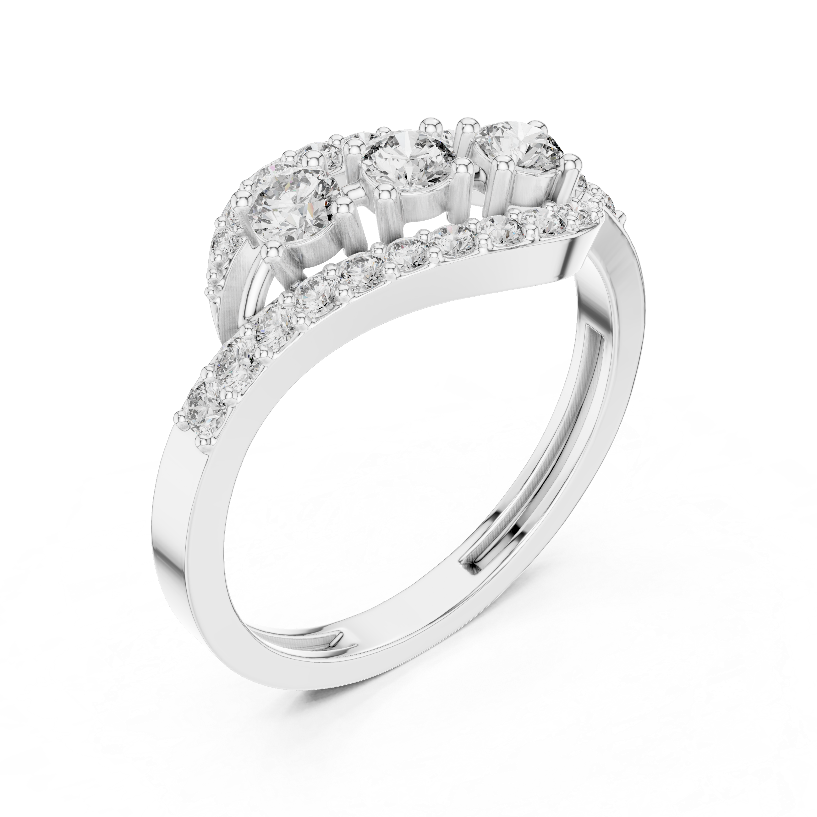 Three-Stone Round Collet Ring