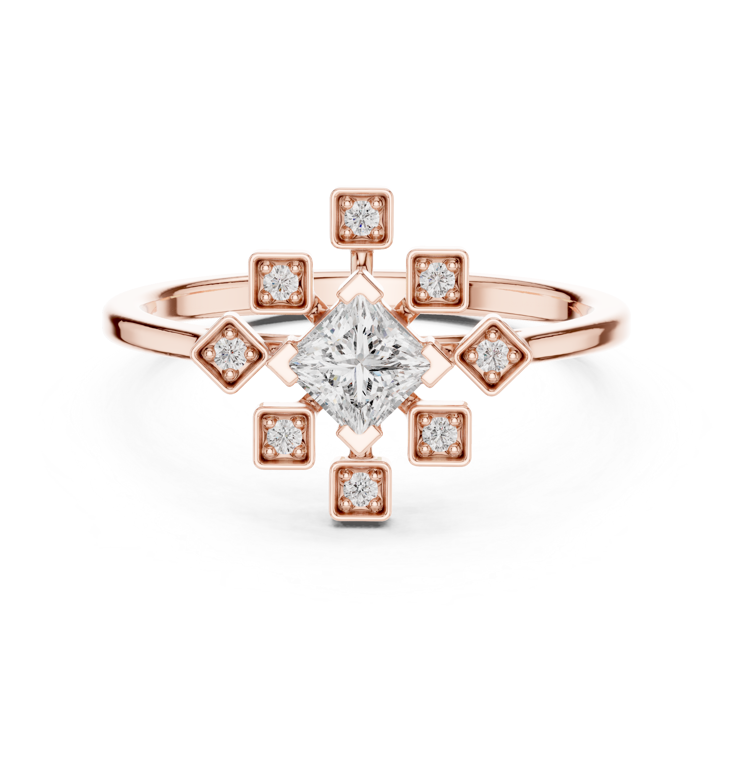 Princess Cut Collet Cluster Ring
