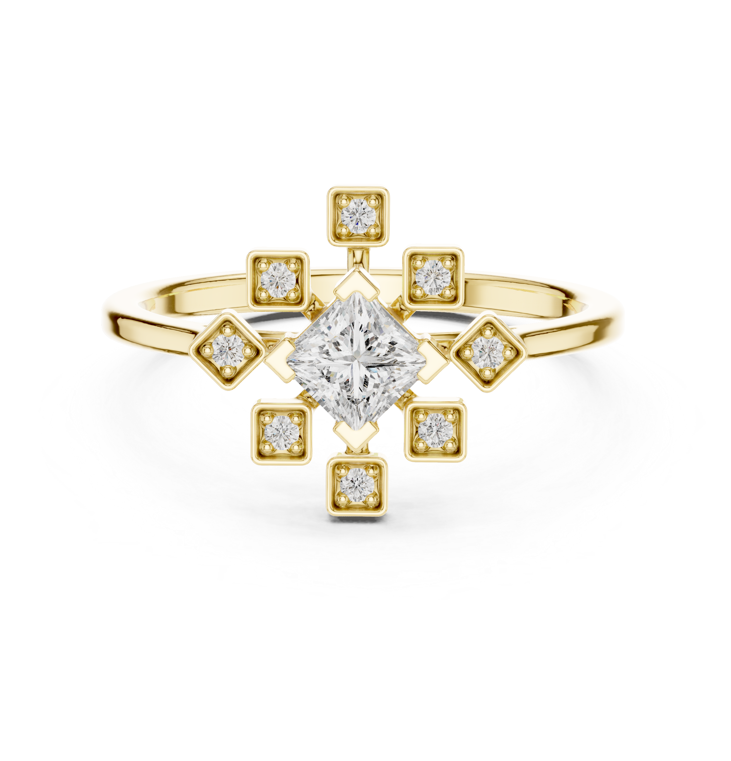 Princess Cut Collet Cluster Ring