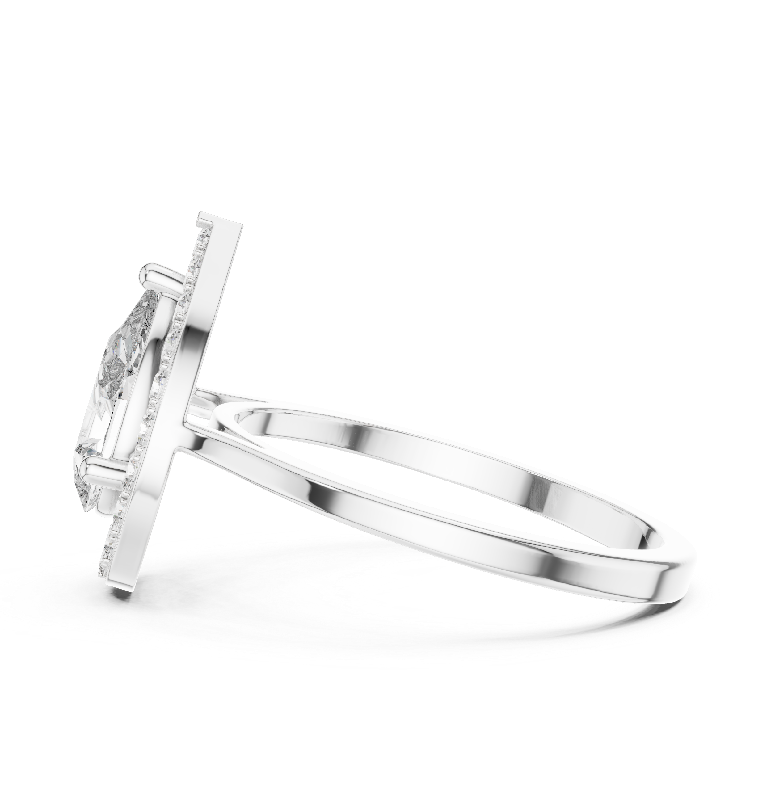 Pear Halo Collet Ring