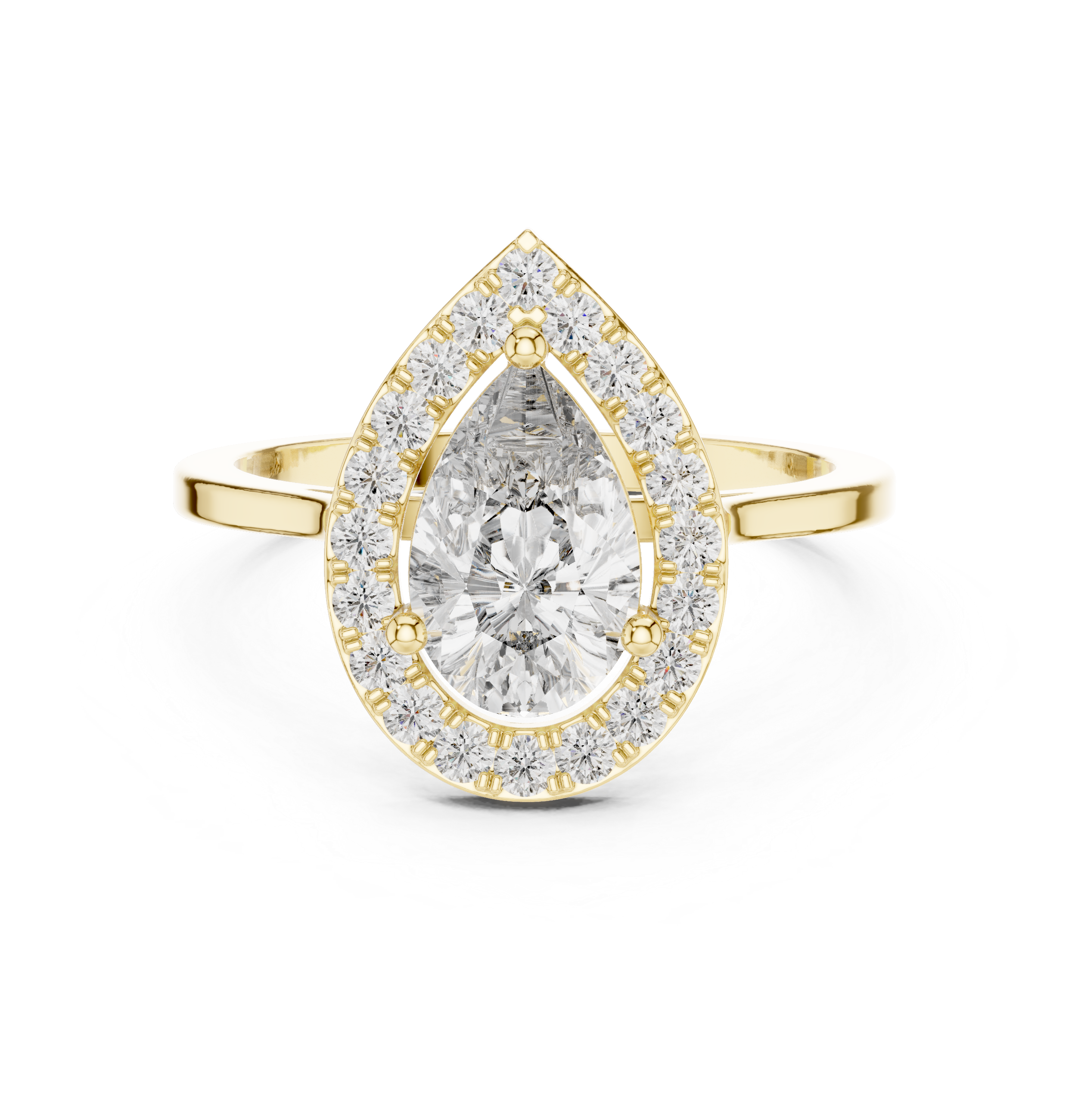 Muur Atelier Solid Gold Pear Cut Halo Diamond Engagement Ring