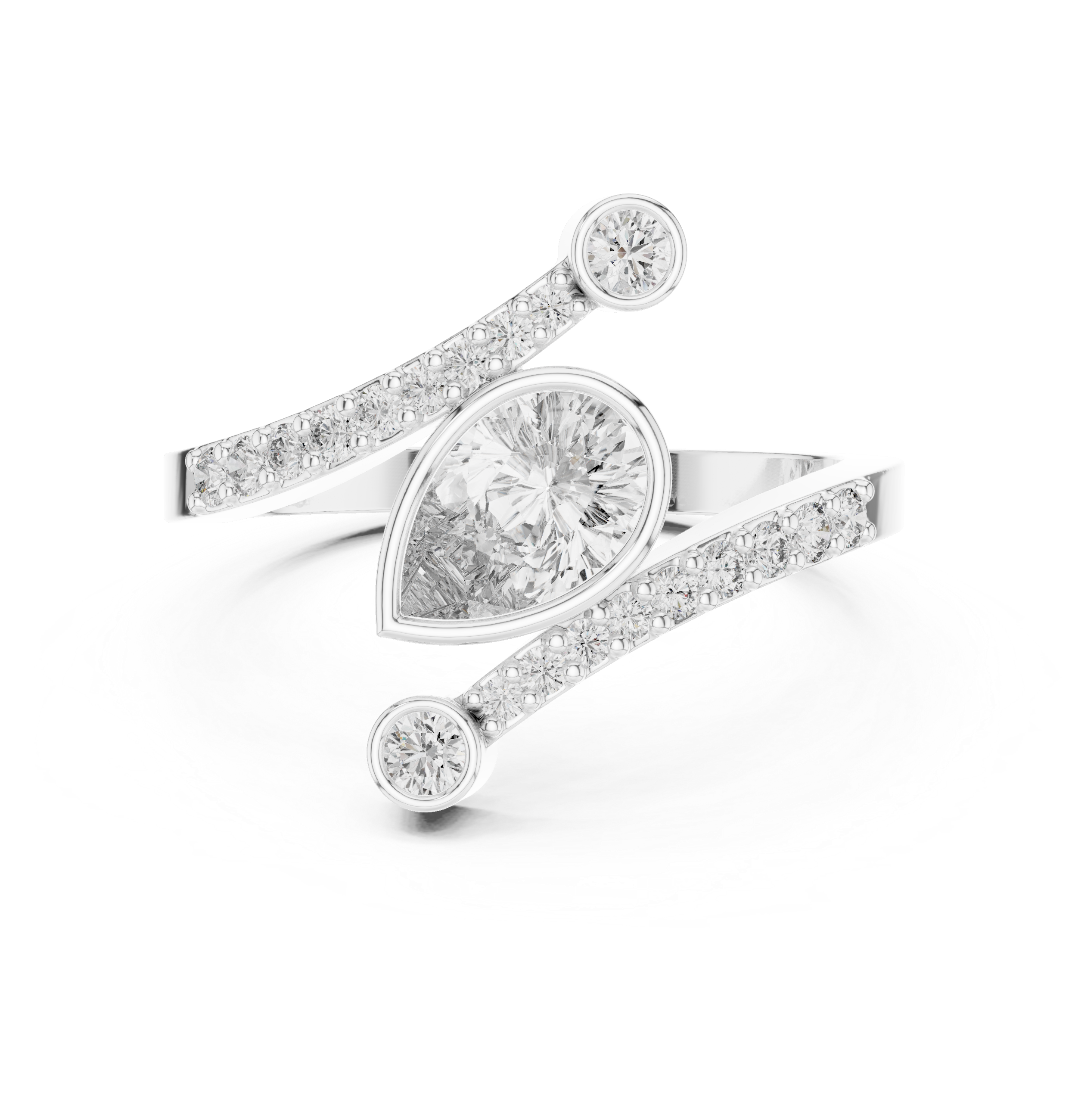 Pear Bezel Bypass Diamond Ring