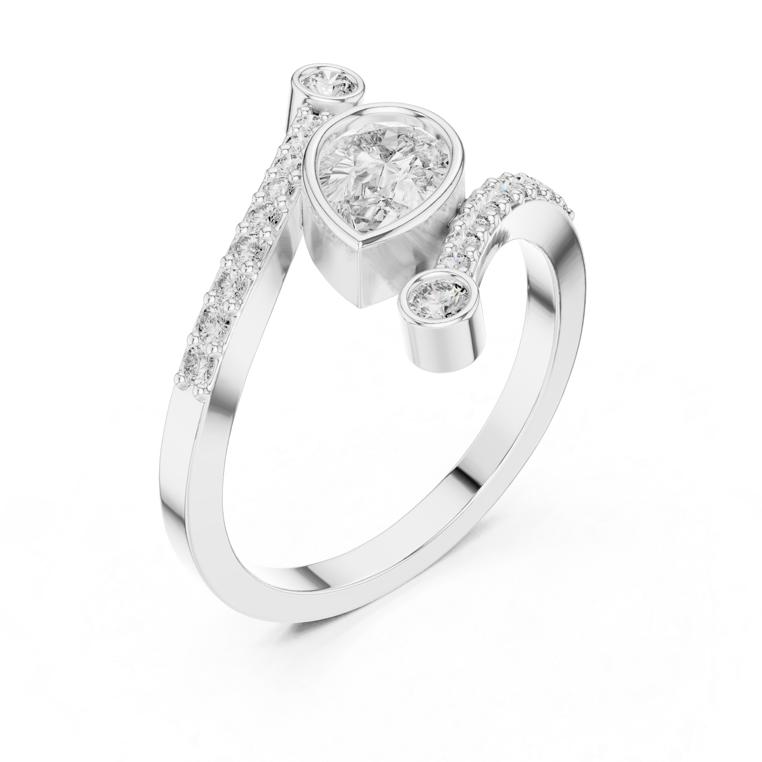 Pear Bezel Bypass Diamond Ring