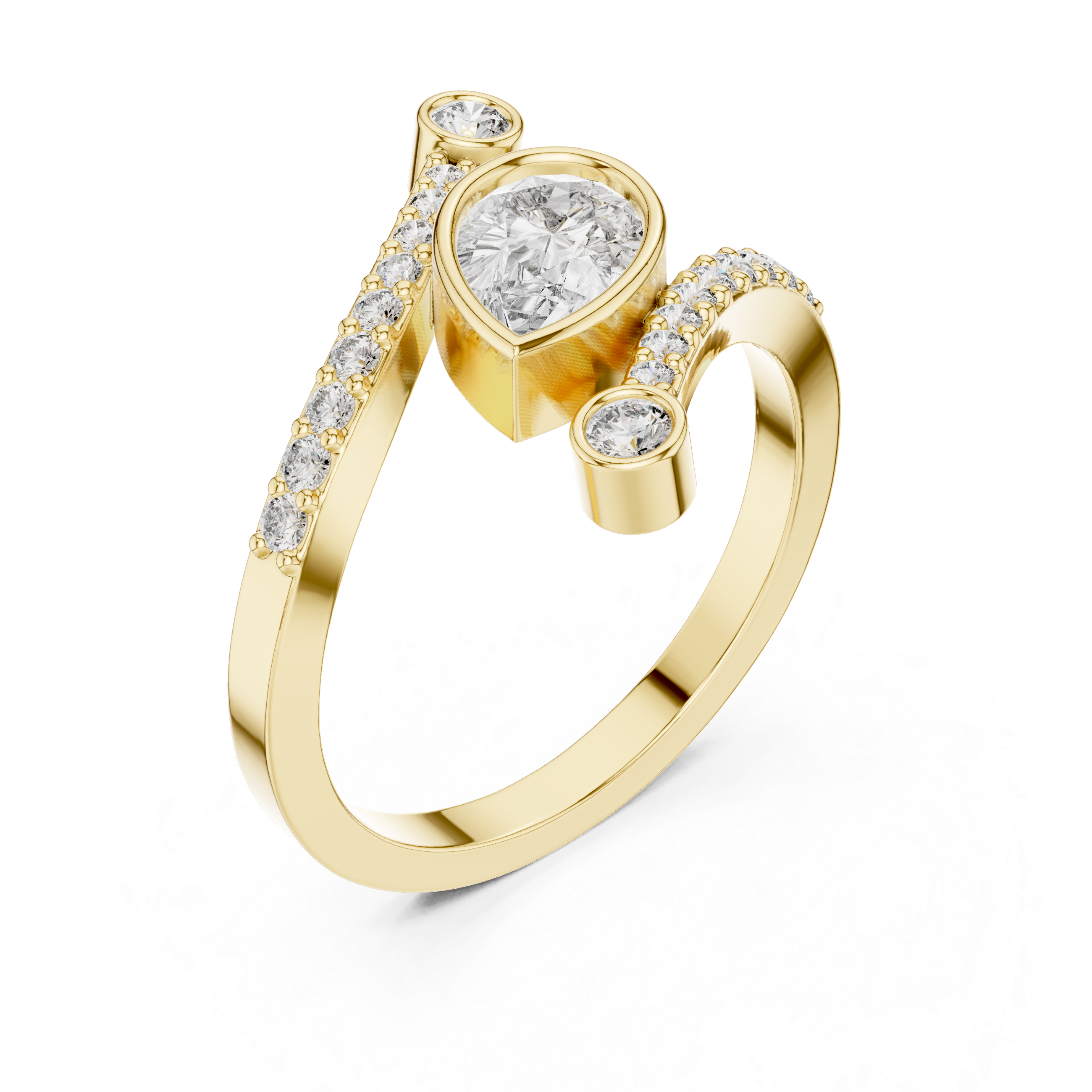 Pear Bezel Bypass Diamond Ring