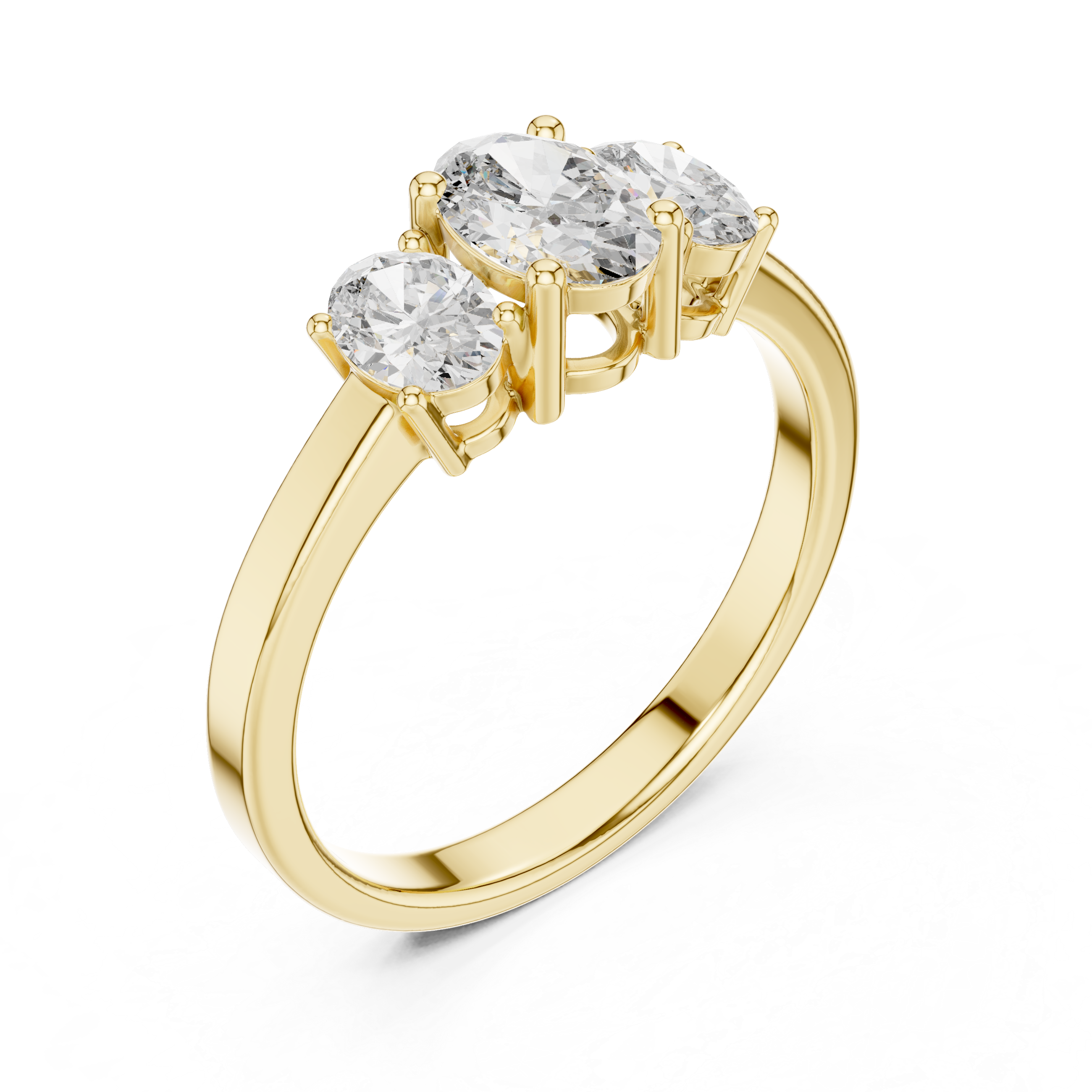 Muur Atelier Solid Gold Oval Cut Three-Stone Trinity Diamond Engagement Ring