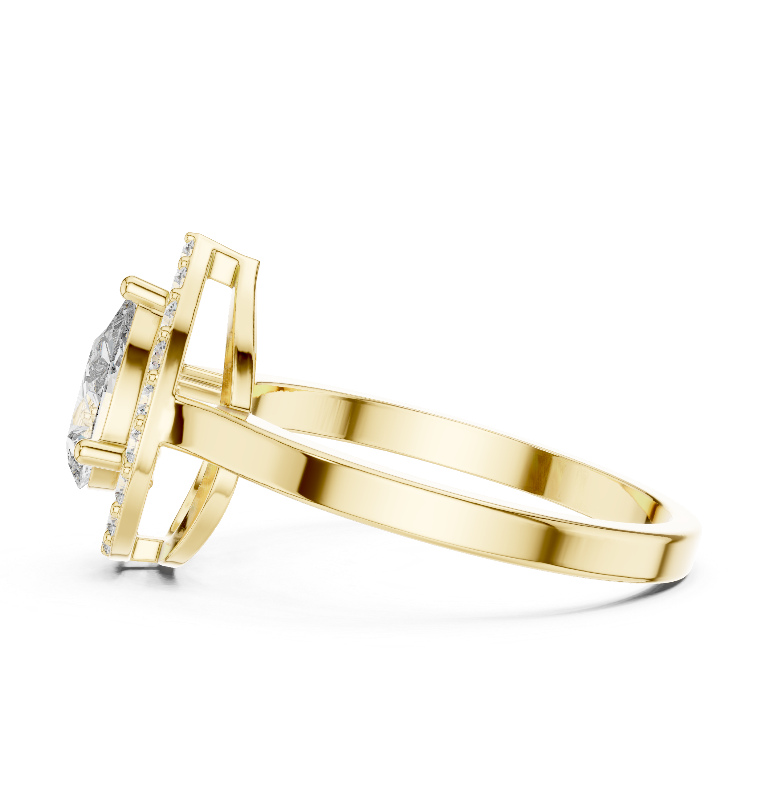 Pear Halo Teardrop Ring