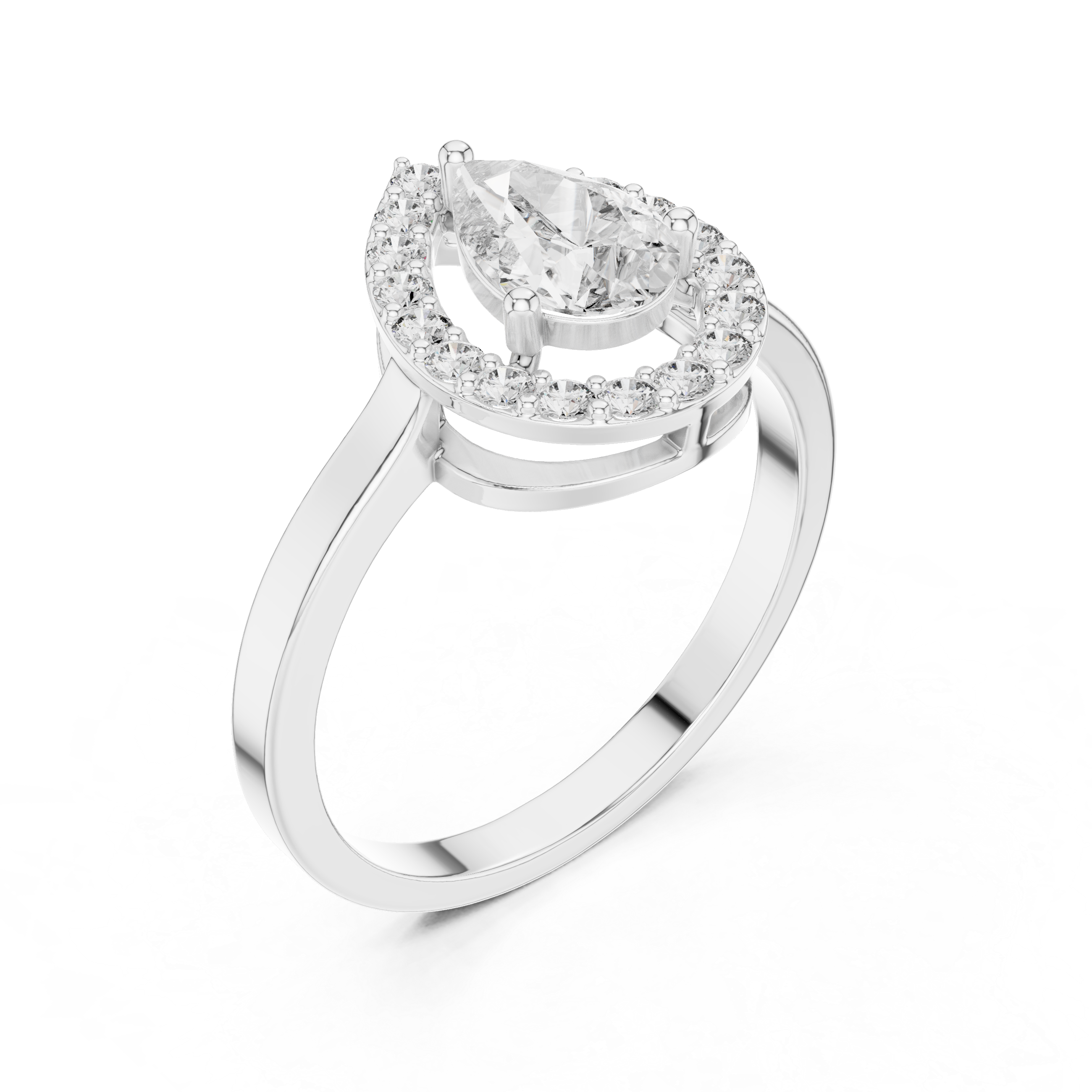 Pear Halo Teardrop Ring