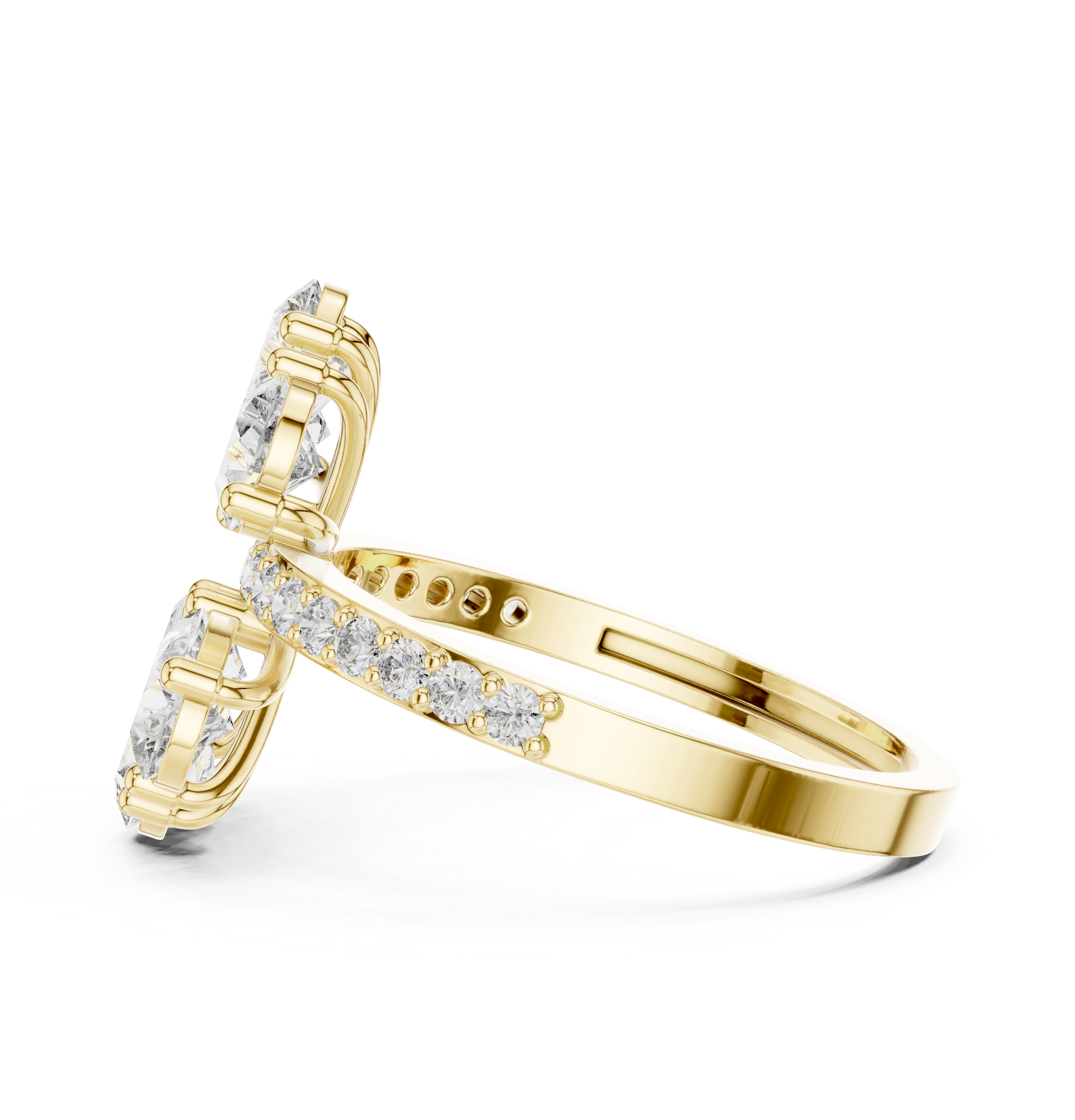 Six-Leaf Pear Cluster Pavé Ring