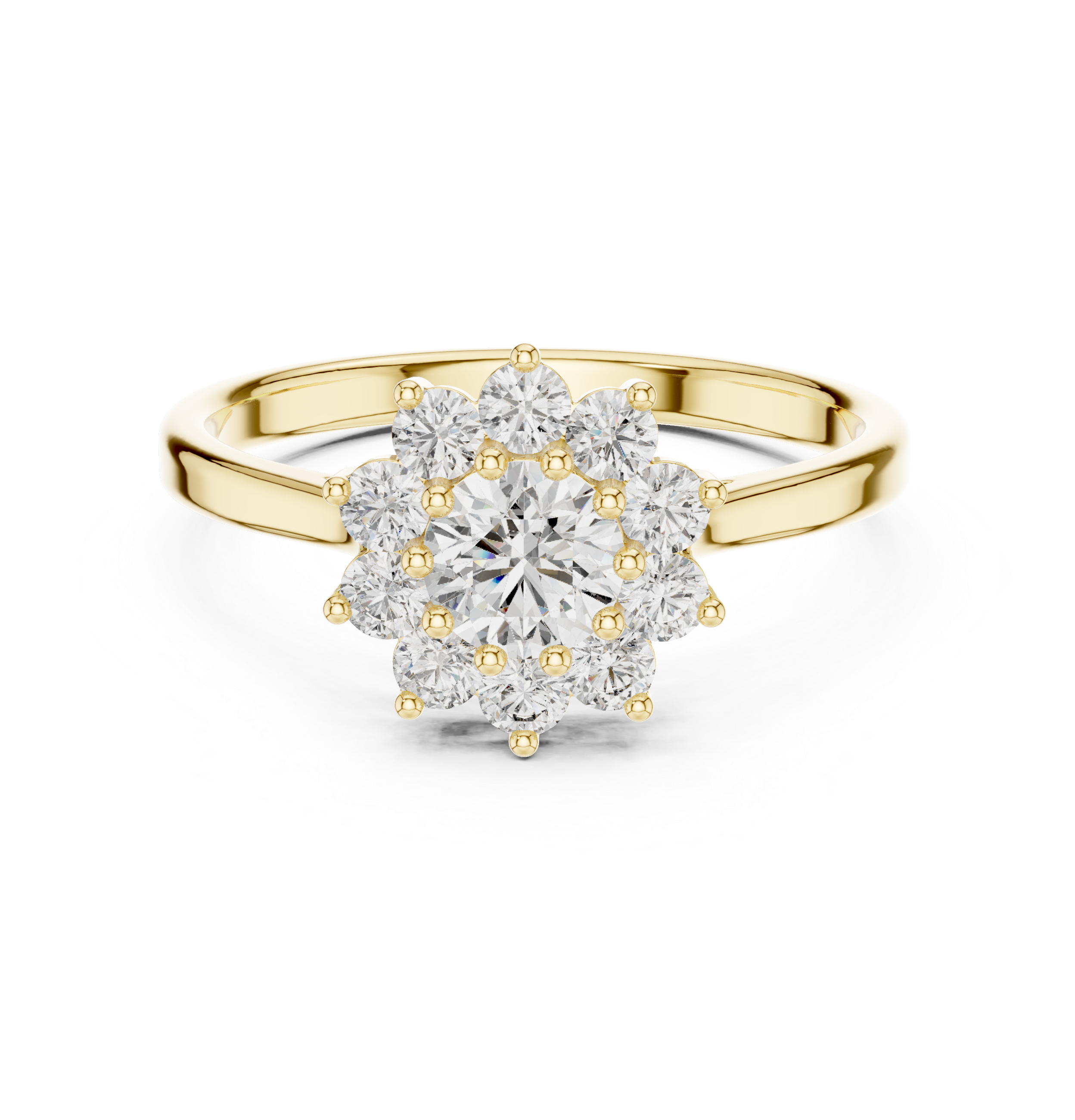 Muur Atelier Solid Gold Round Cut Floral Cluster Diamond Ring