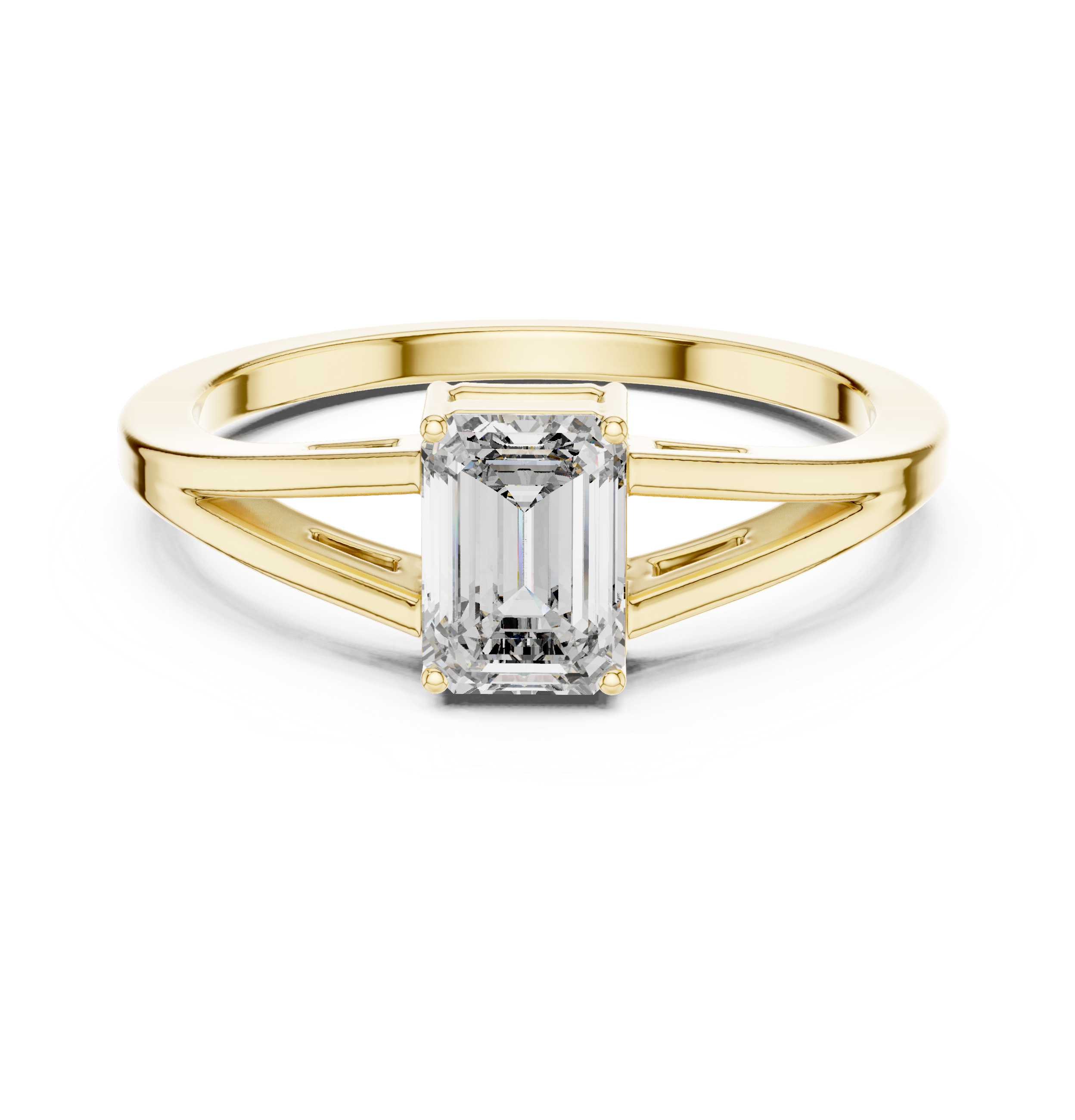 Emerald-Cut Solitaire with Cathedral Gallery