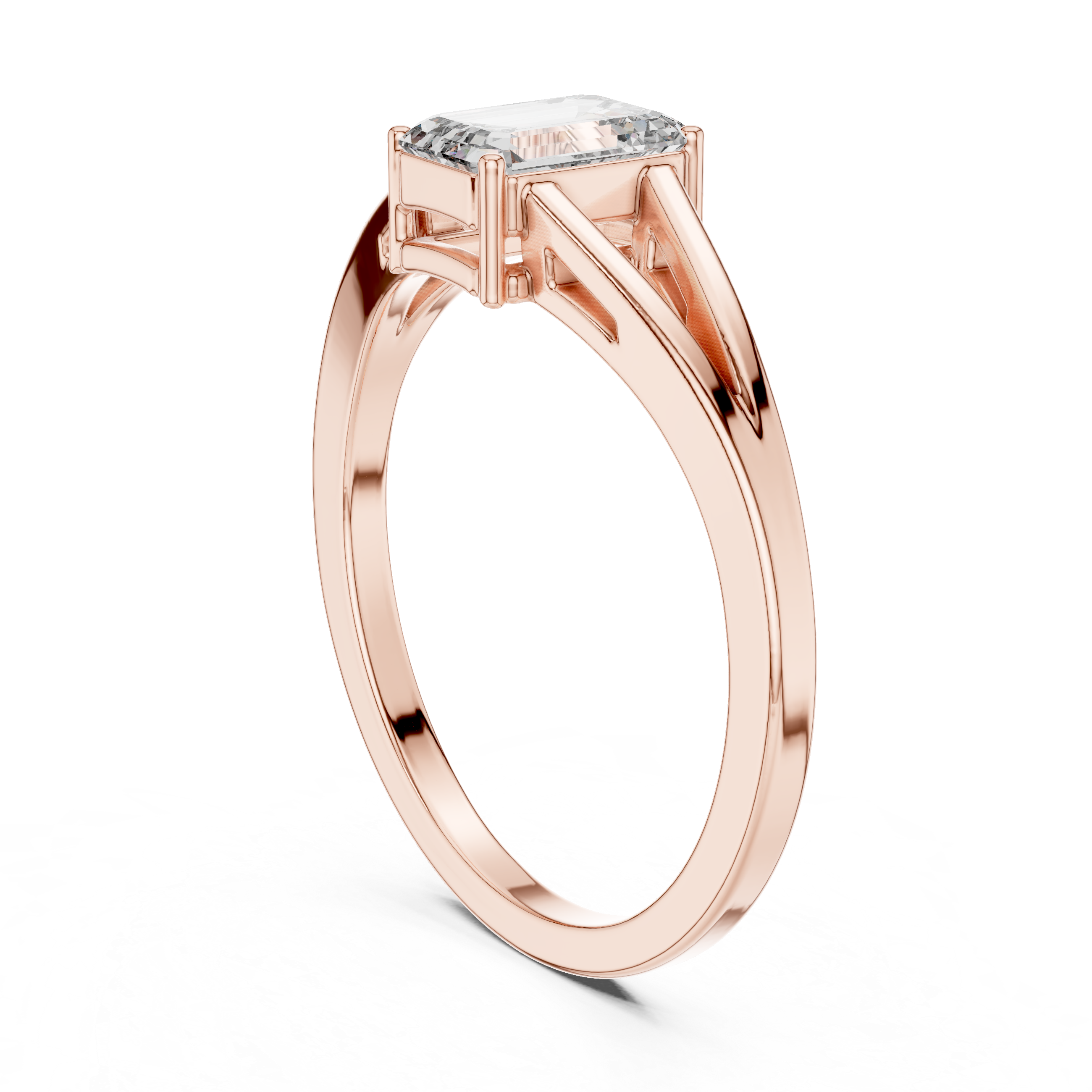 Emerald-Cut Solitaire with Cathedral Gallery