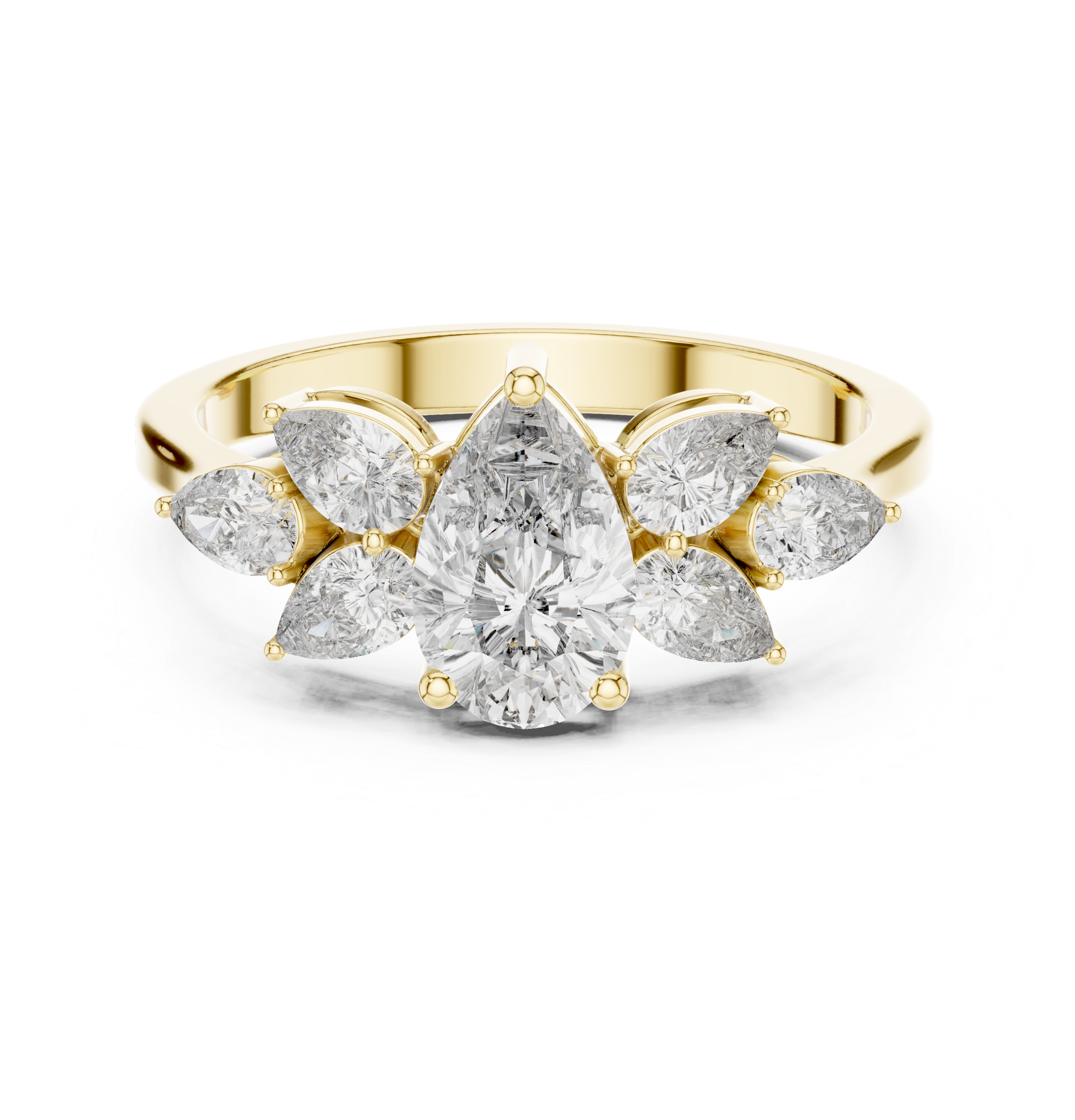Muur Atelier Solid Gold Pear Cut Seven-Stone Fan Cluster Diamond Ring