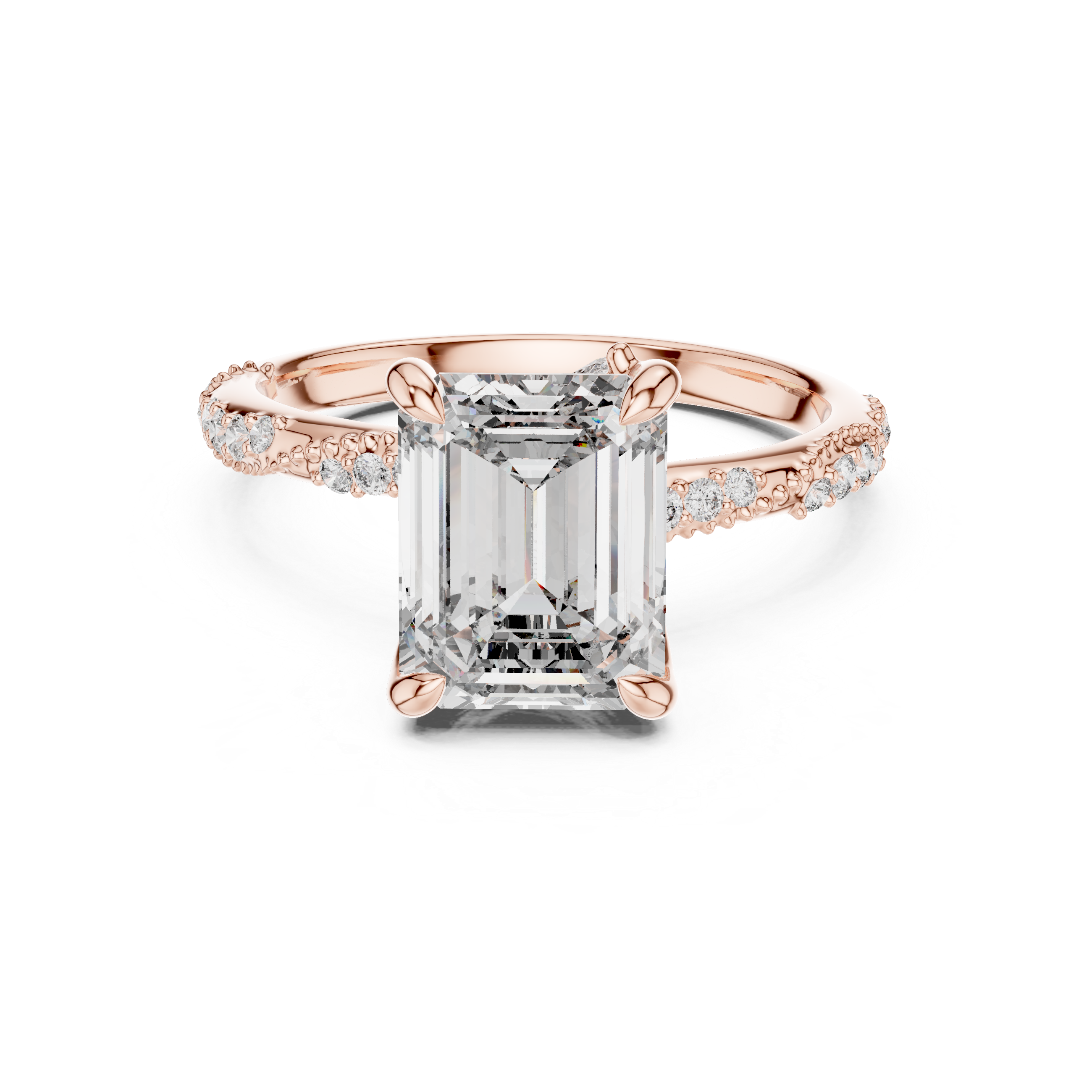 Muur Atelier Solid Gold Emerald Cut Hidden Detail Diamond Engagement Ring