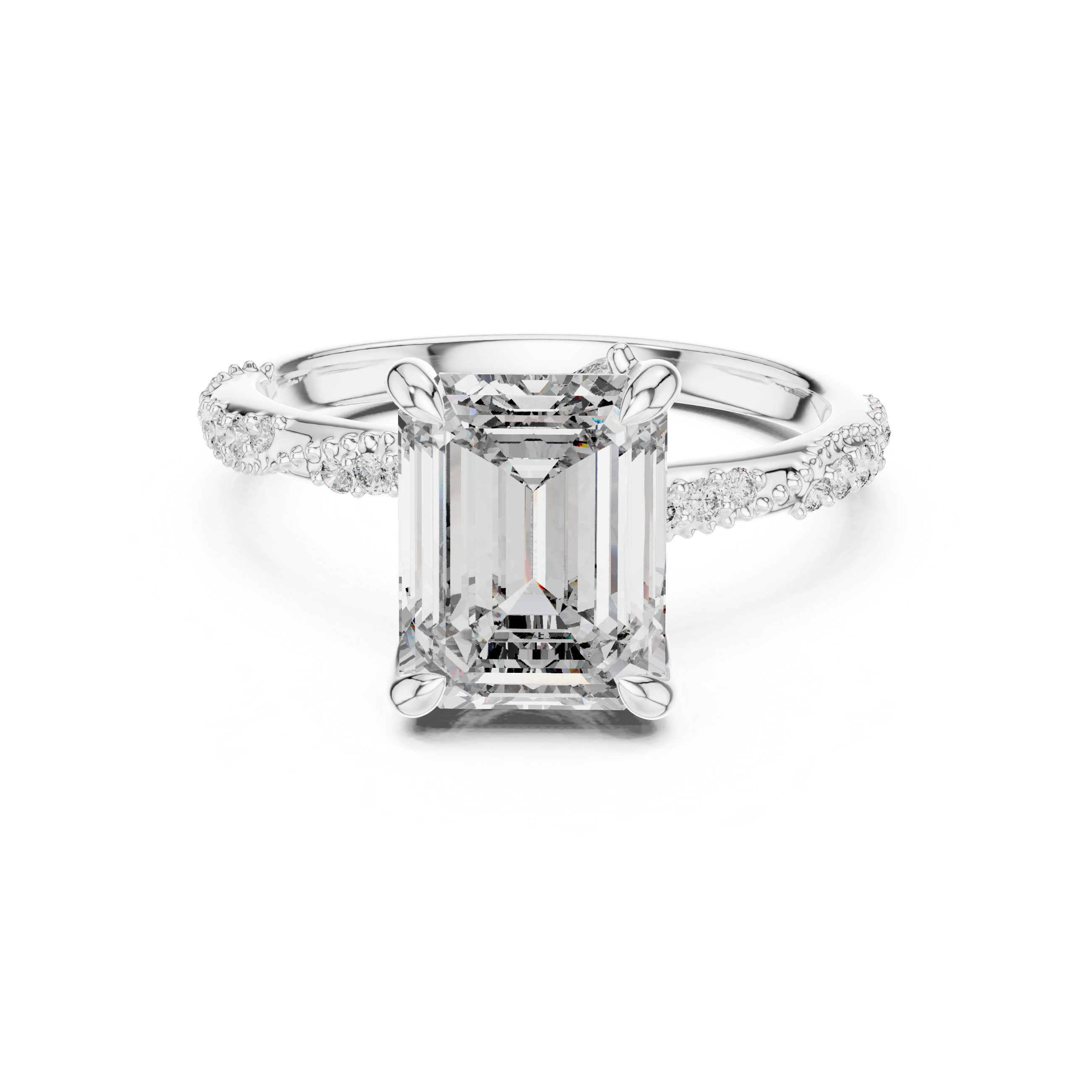 Muur Atelier Solid Gold Emerald Cut Hidden Detail Diamond Engagement Ring