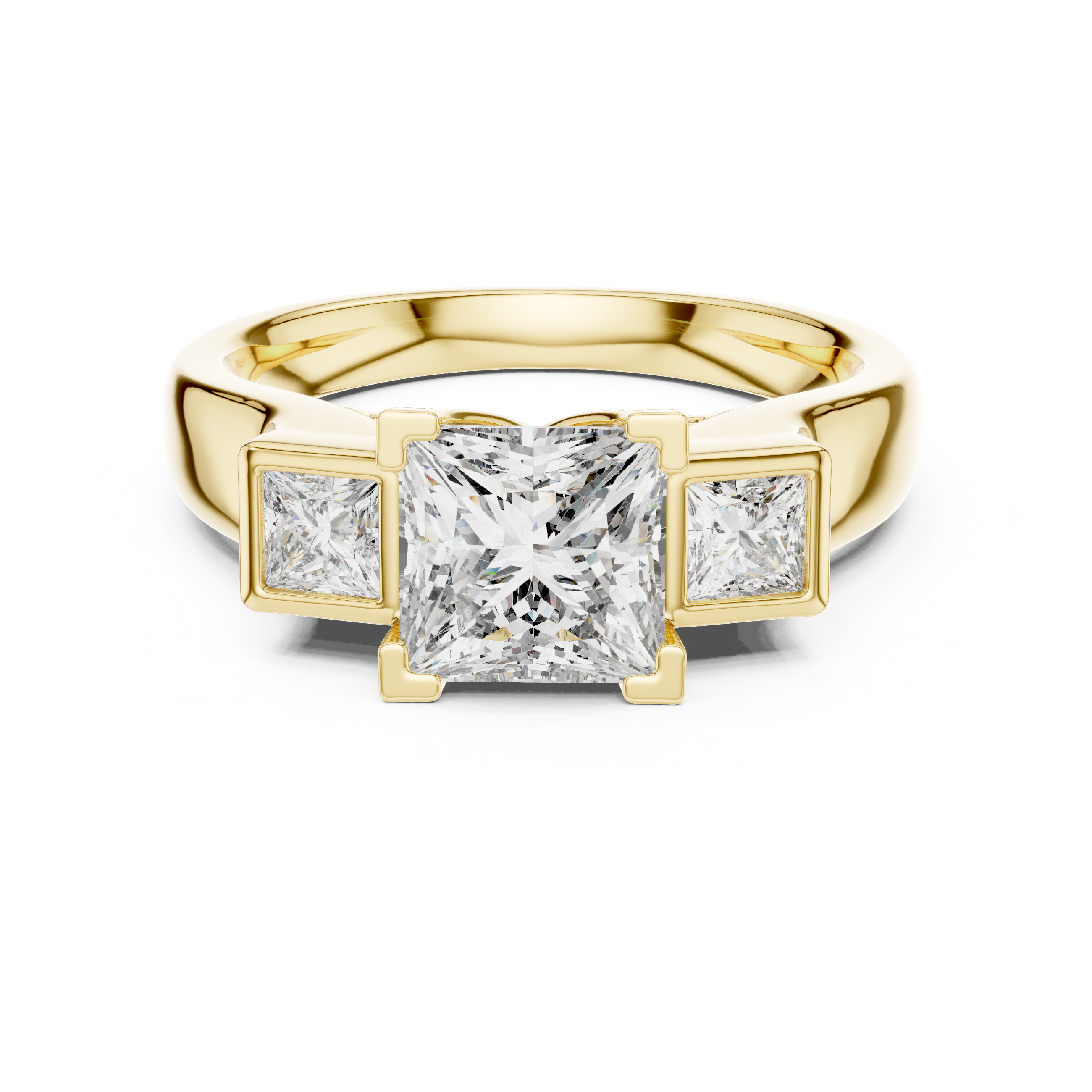Muur Atelier Solid Gold Princess Cut Three-Stone Diamond Engagement Ring