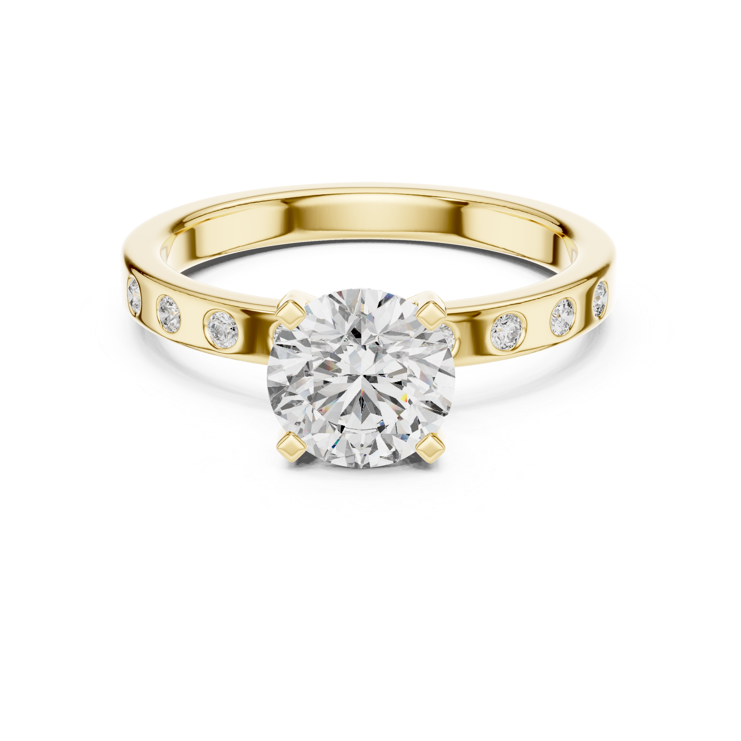 Muur Atelier Solid Gold Flush Set Modern Solitaire Diamond Engagement Ring