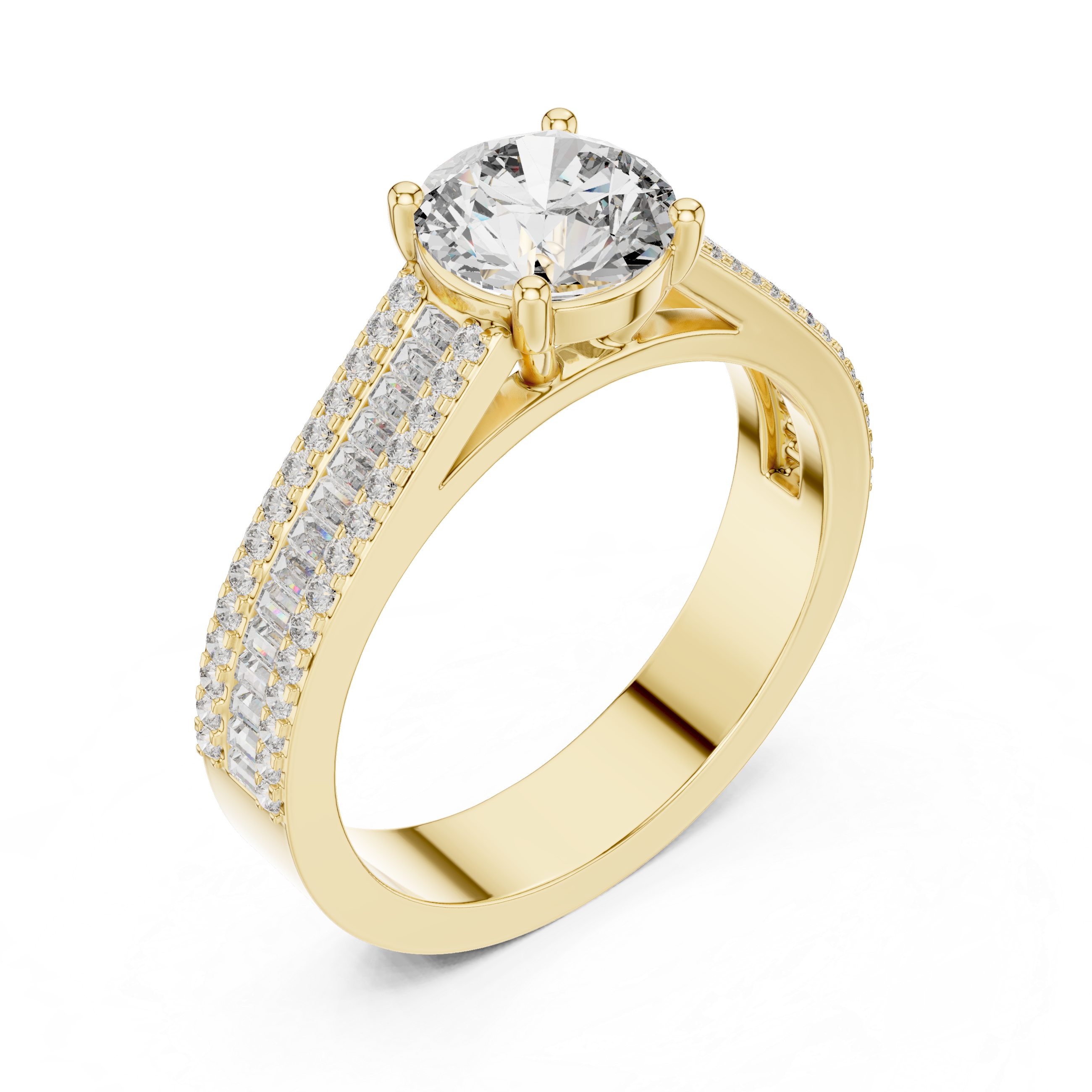 Muur Atelier Solid Gold Art Deco Baguette & Pavé Diamond Band Ring