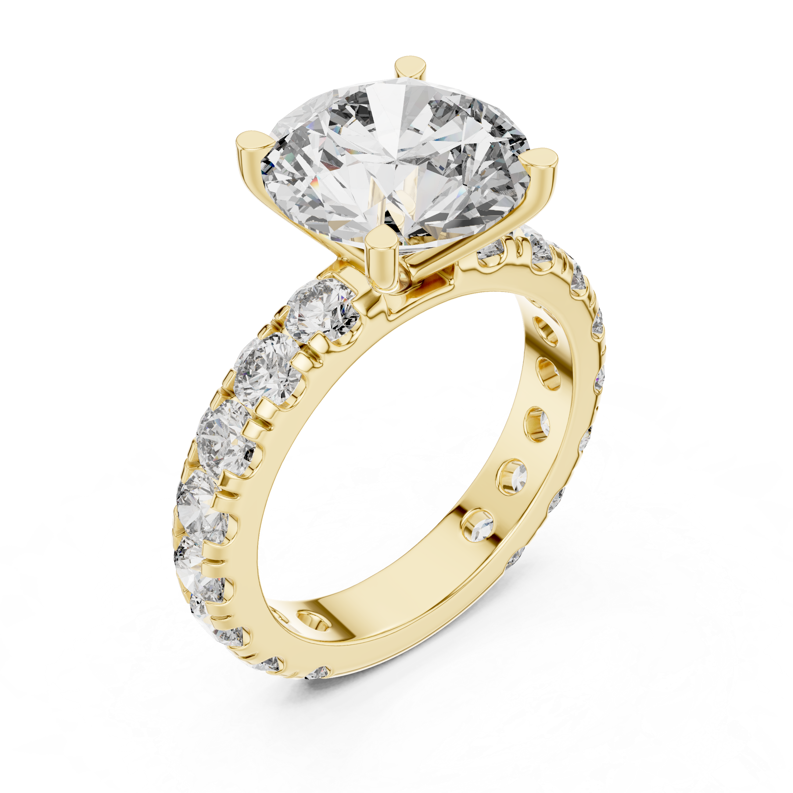 Muur Atelier Solid Gold Solitaire with Wide Diamond Eternity Band