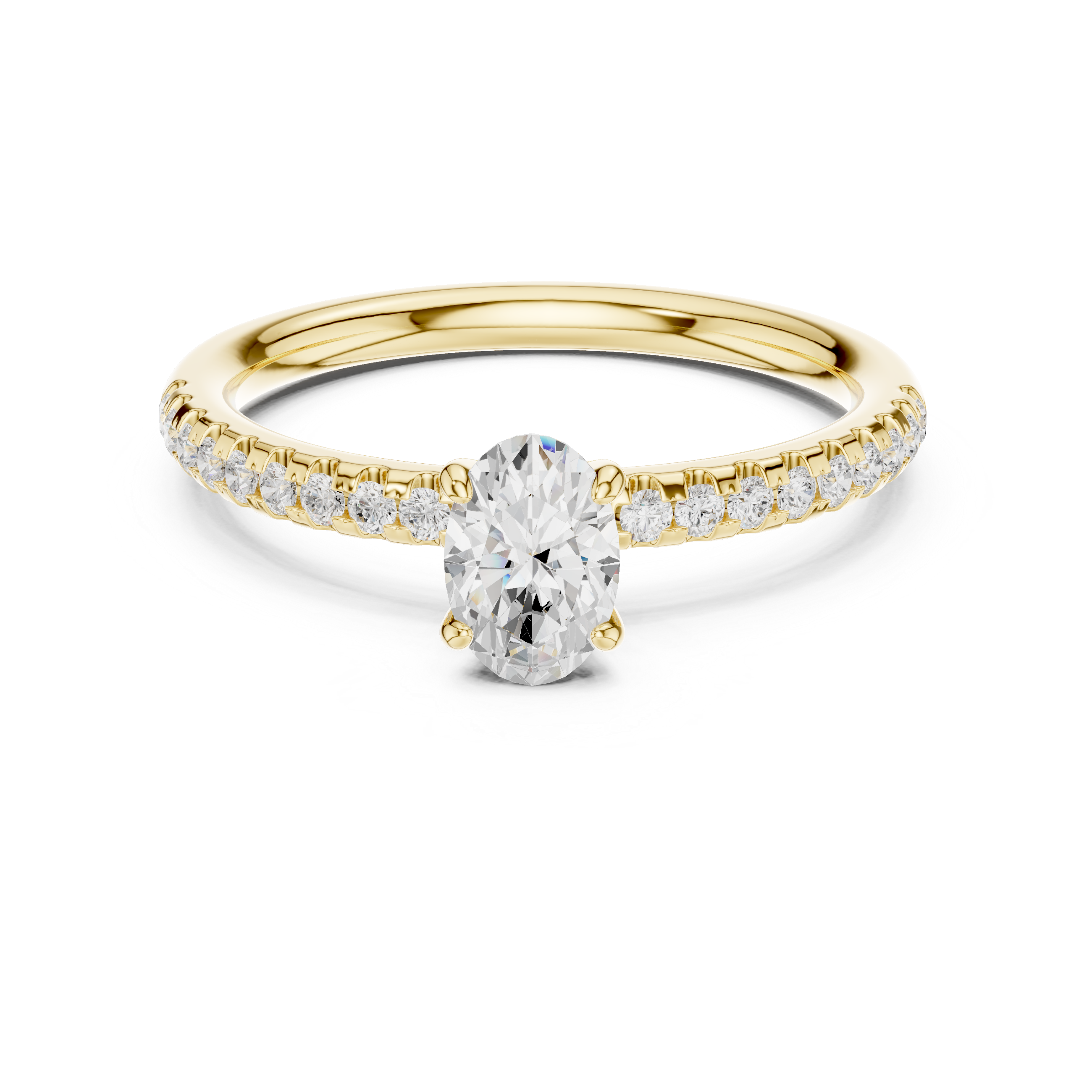 Gold ring with a diamond on a white background
