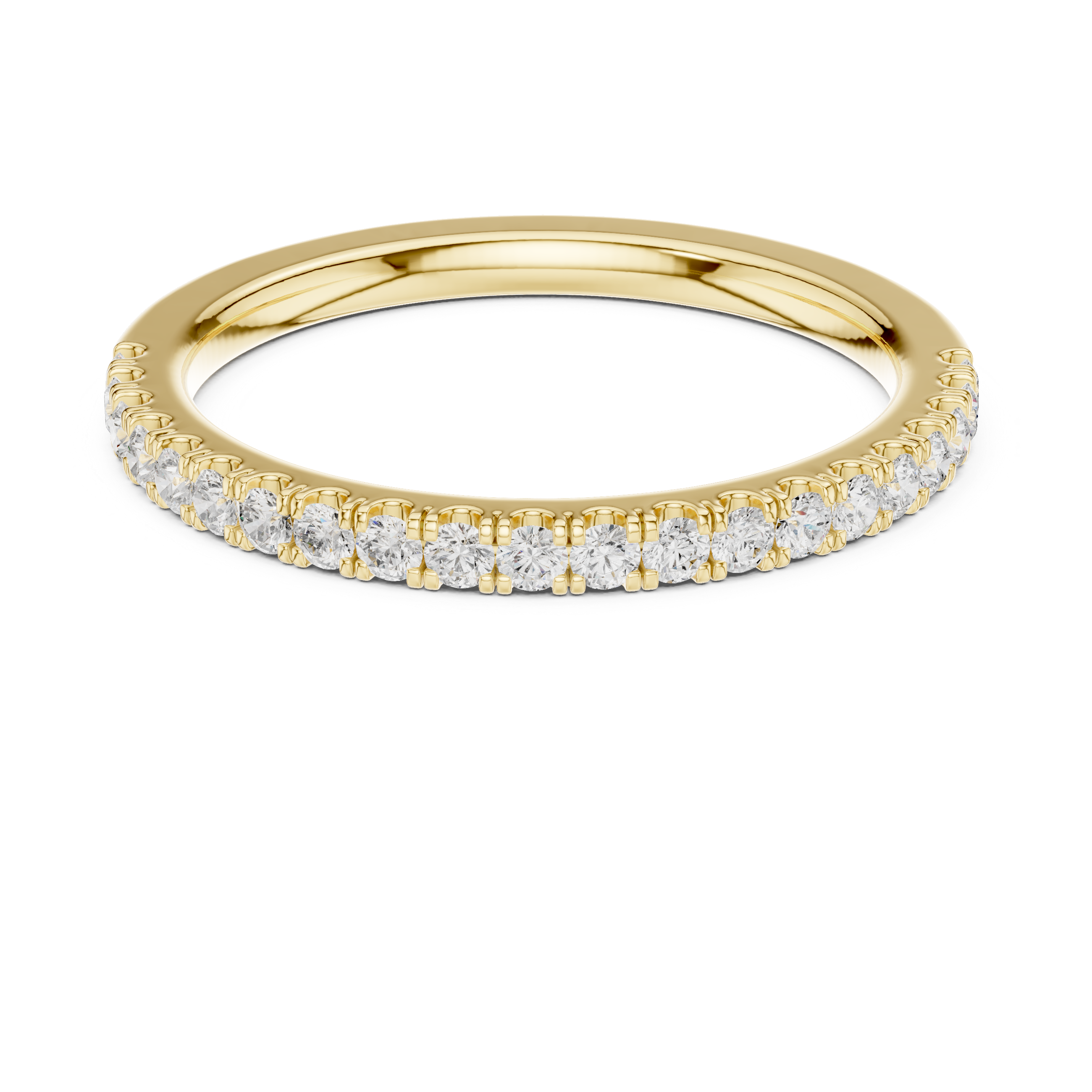 Gold ring with diamonds on a white background