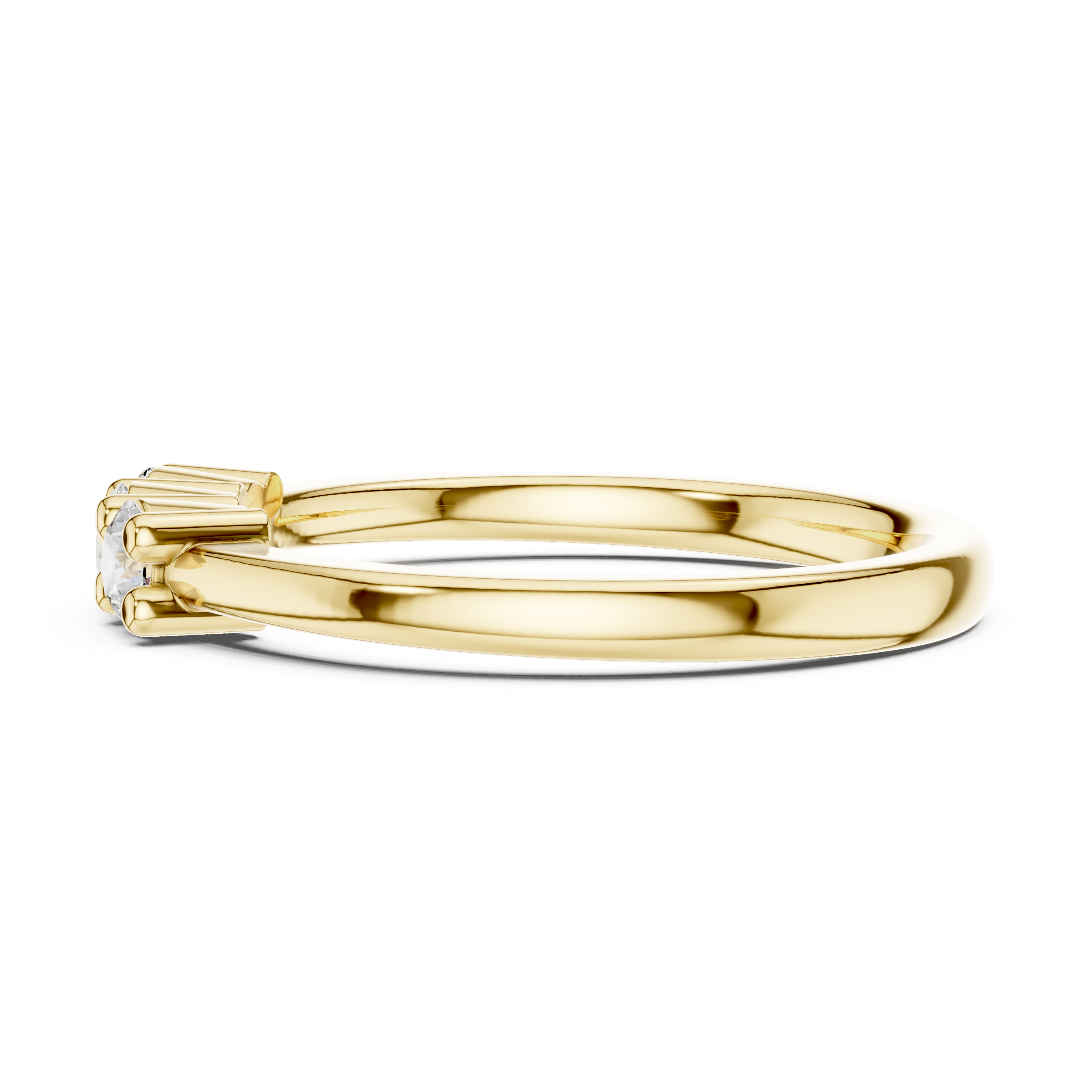 Gold ring with diamonds on a white background