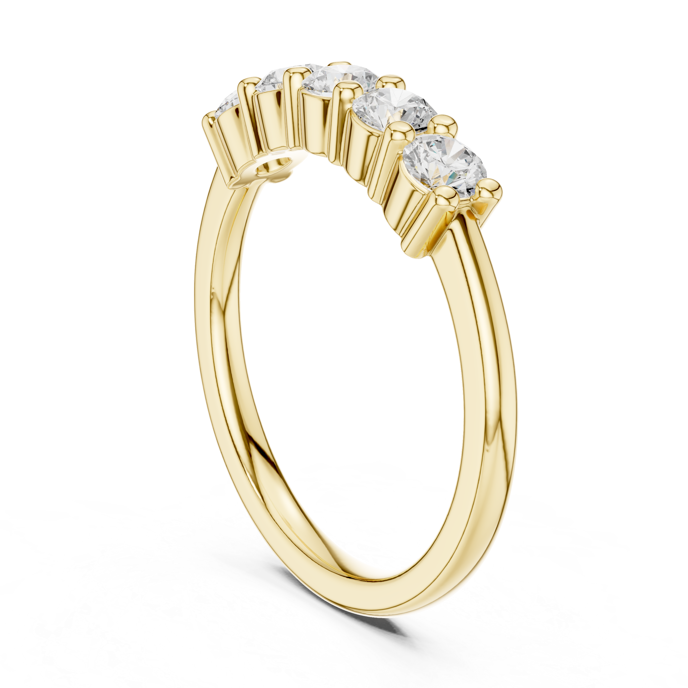 Gold ring with diamonds on a white background