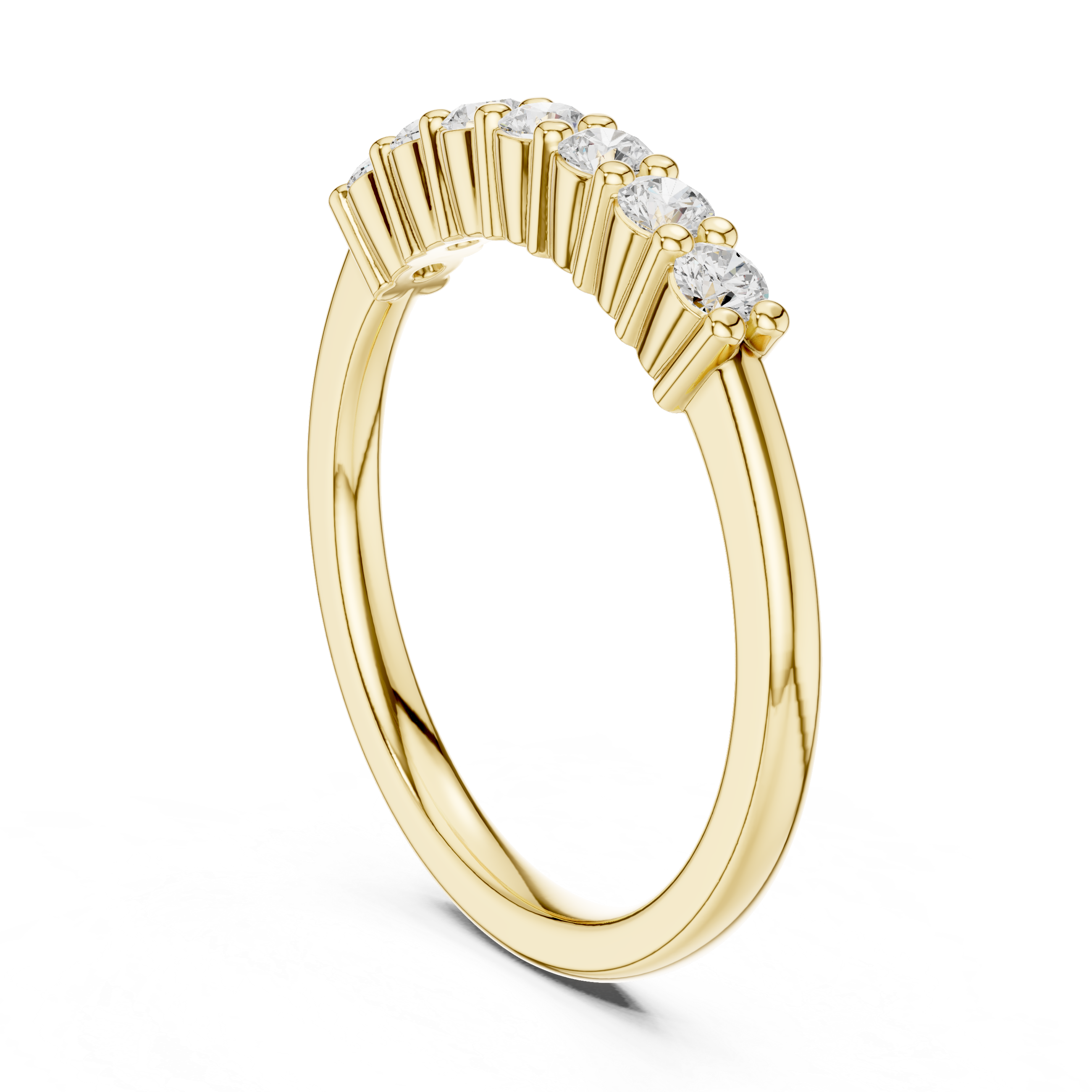 Gold ring with diamonds on a white background