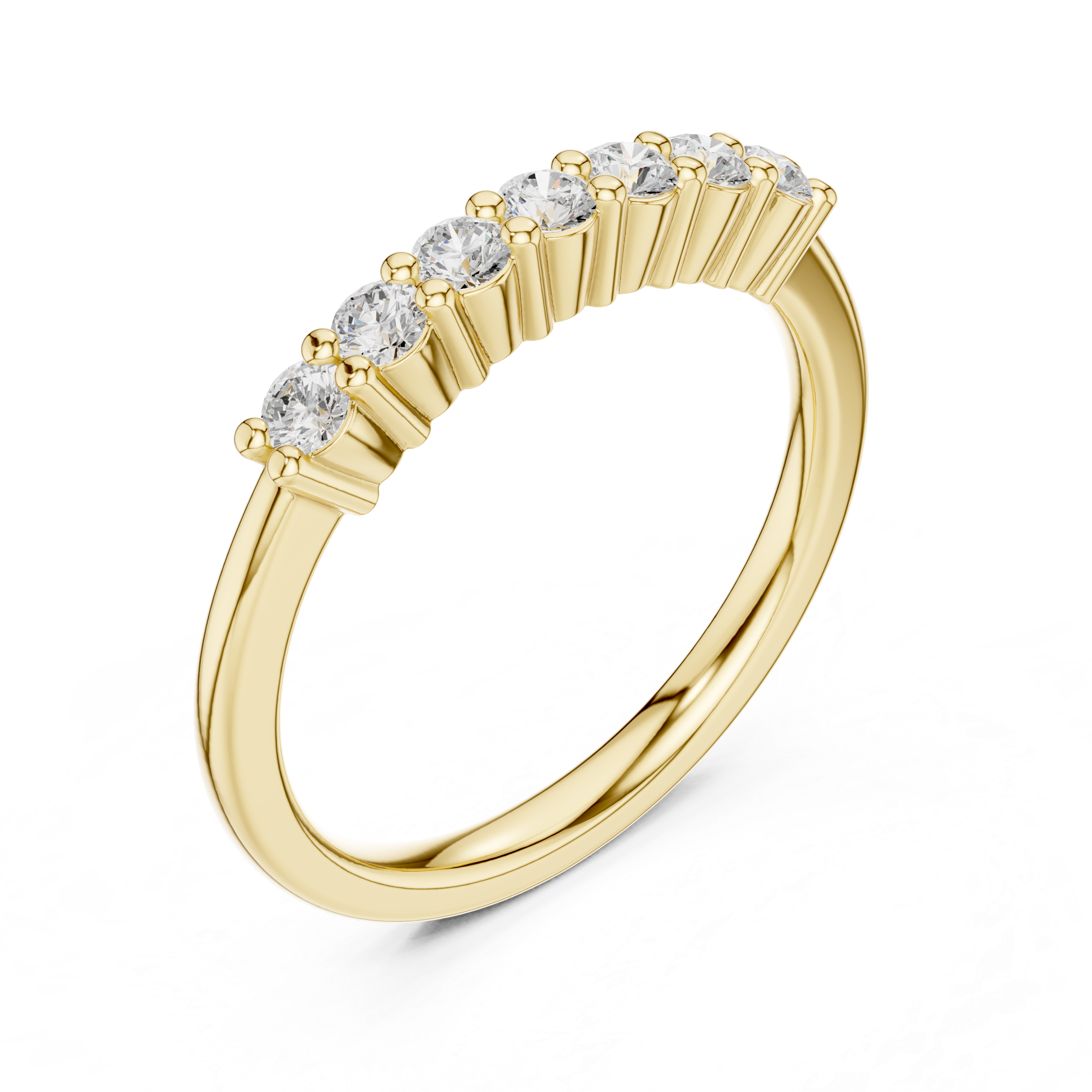Gold ring with diamonds on a white background