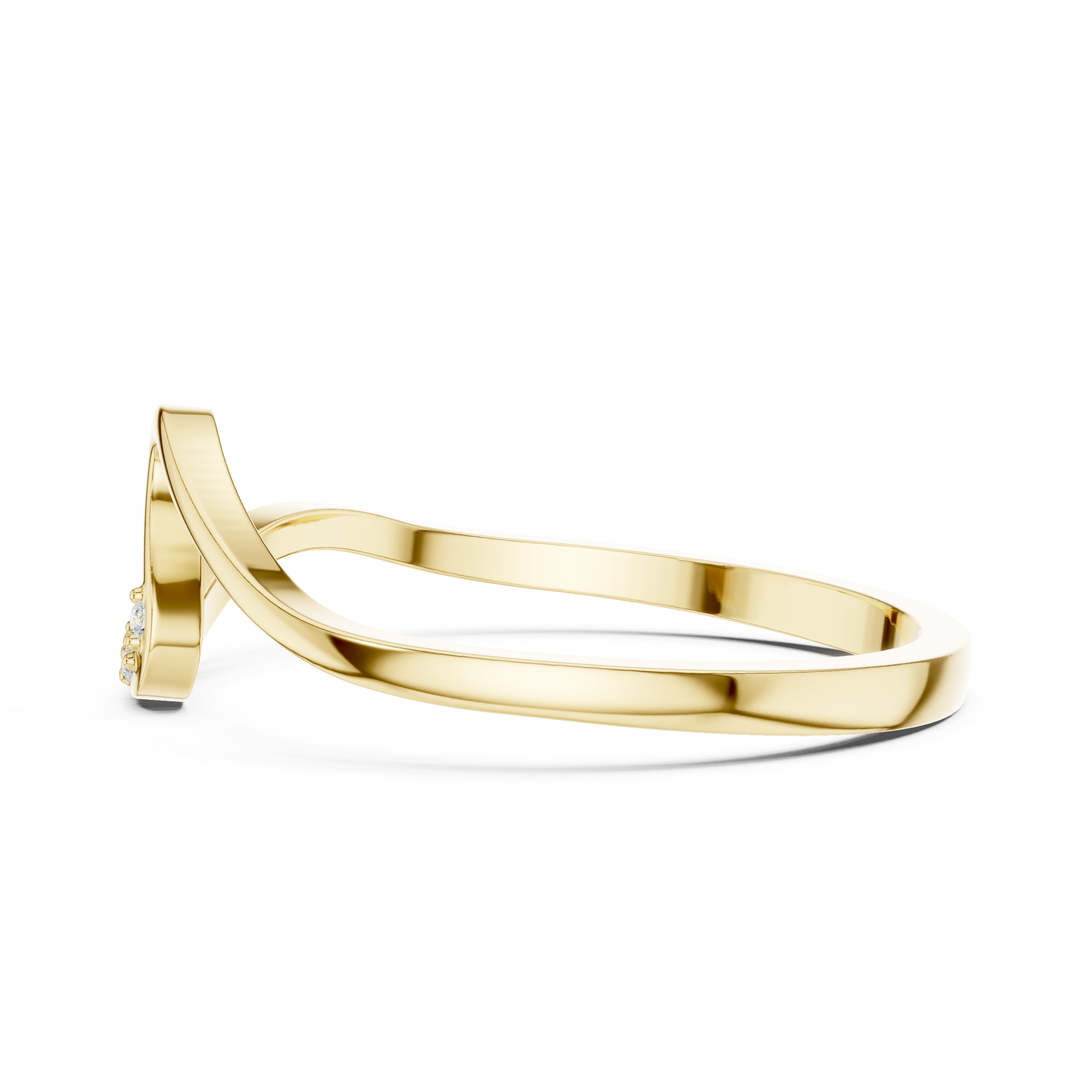 Gold ring with a small diamond on a white background