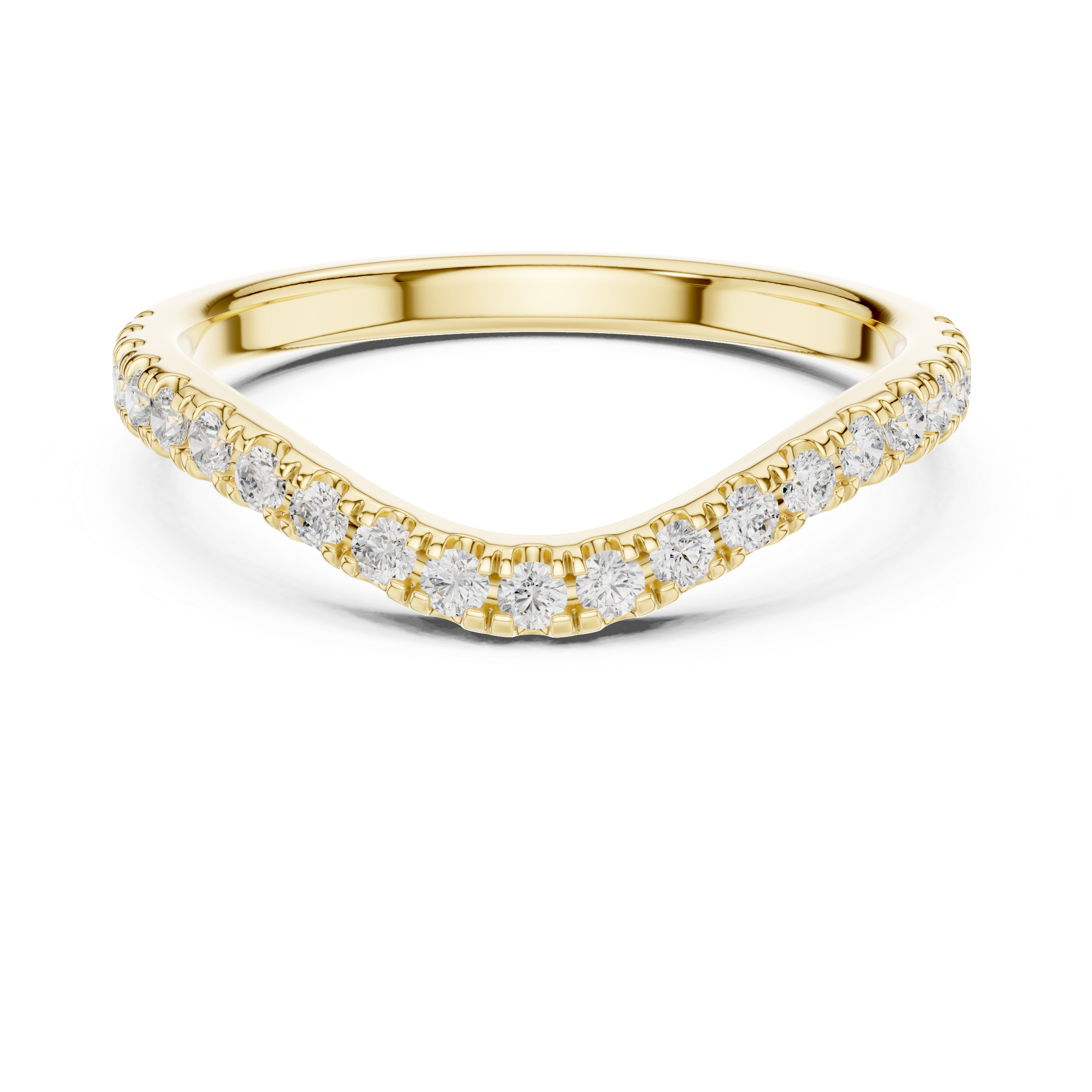 Gold ring with diamonds on a white background
