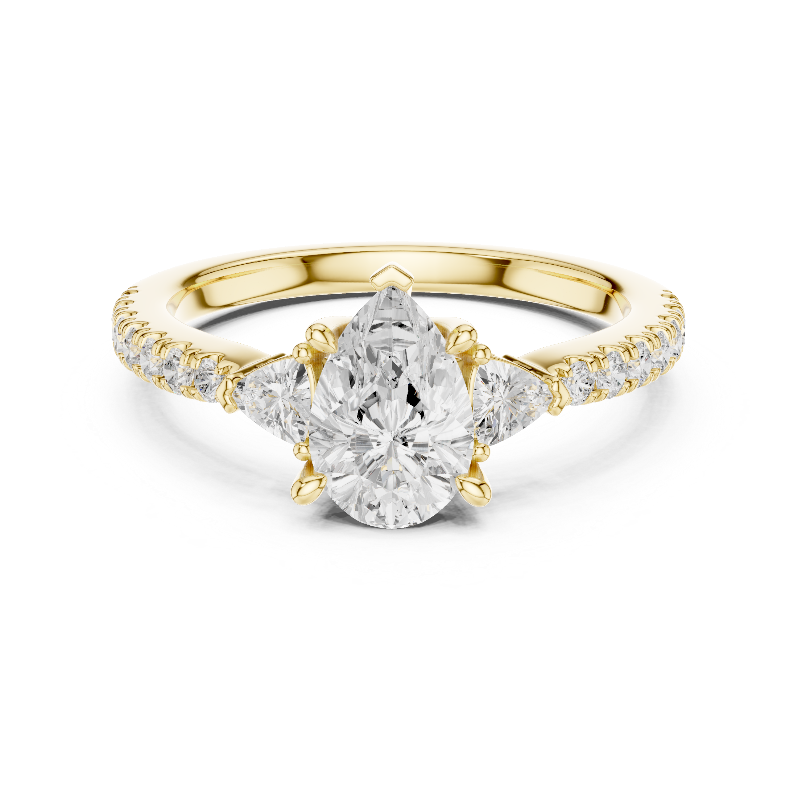 Gold and diamond ring on a white background