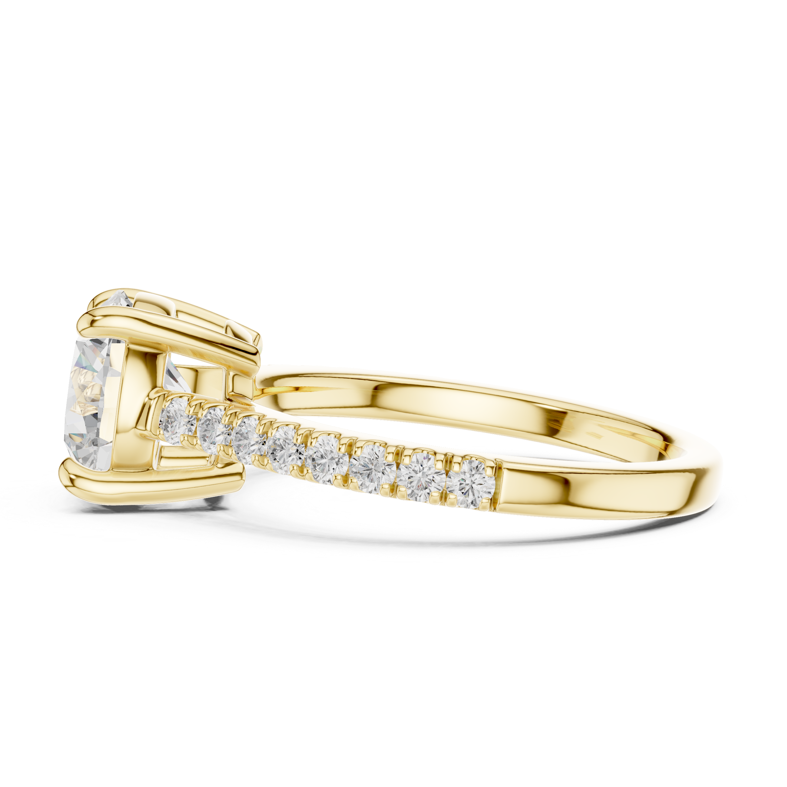 gold ring with a diamond on a white background