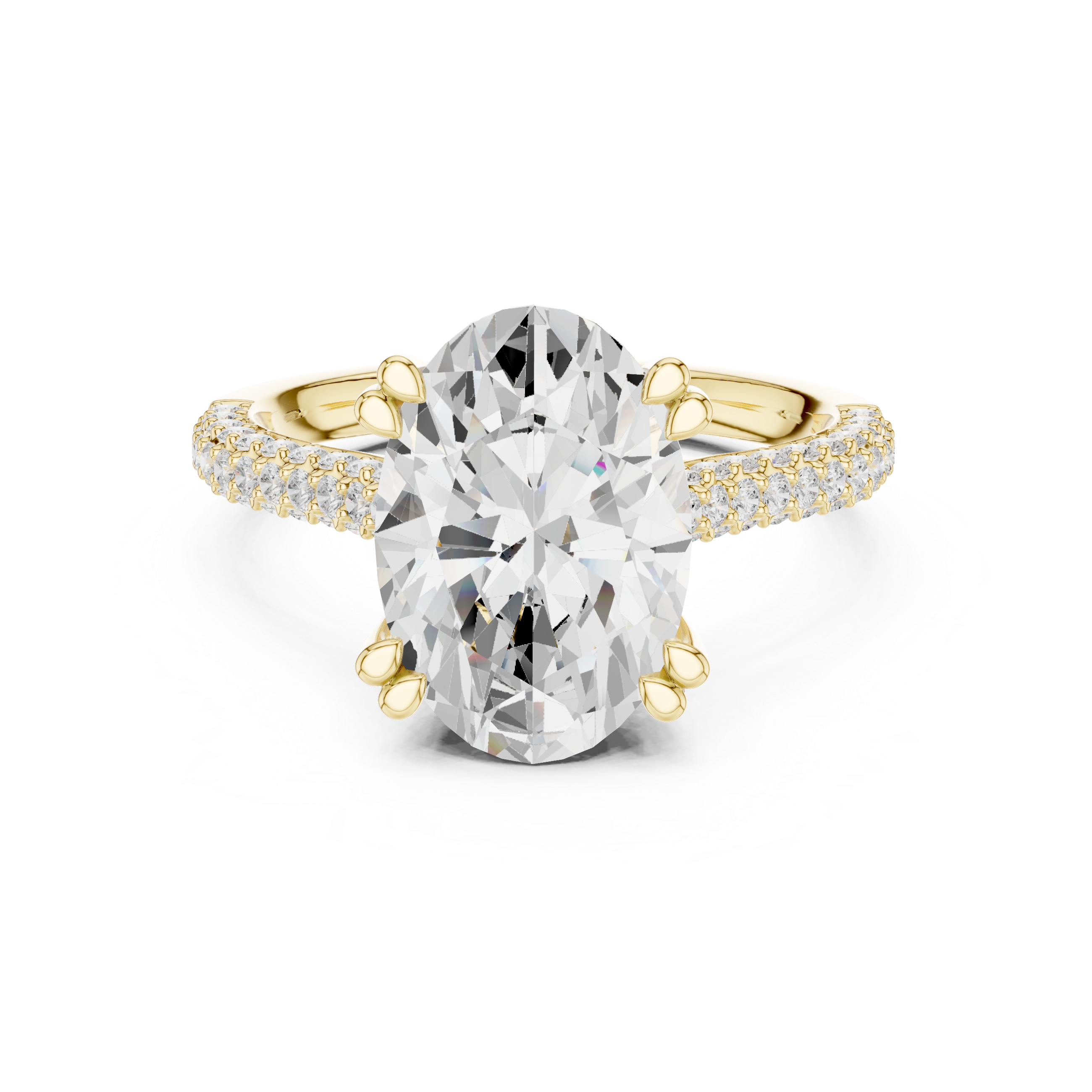Gold and diamond ring on a white background