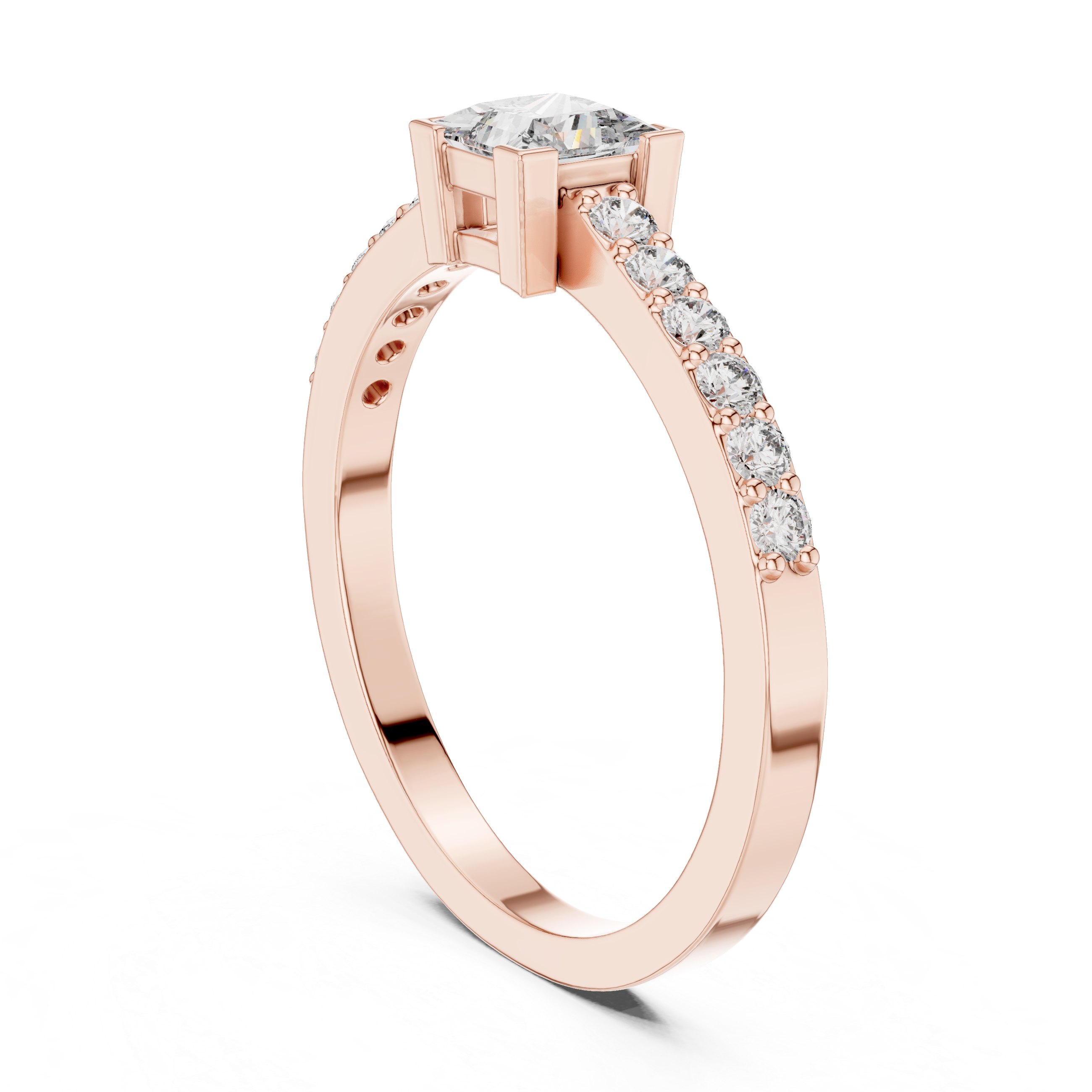 Princess Cut Pavé Solitaire