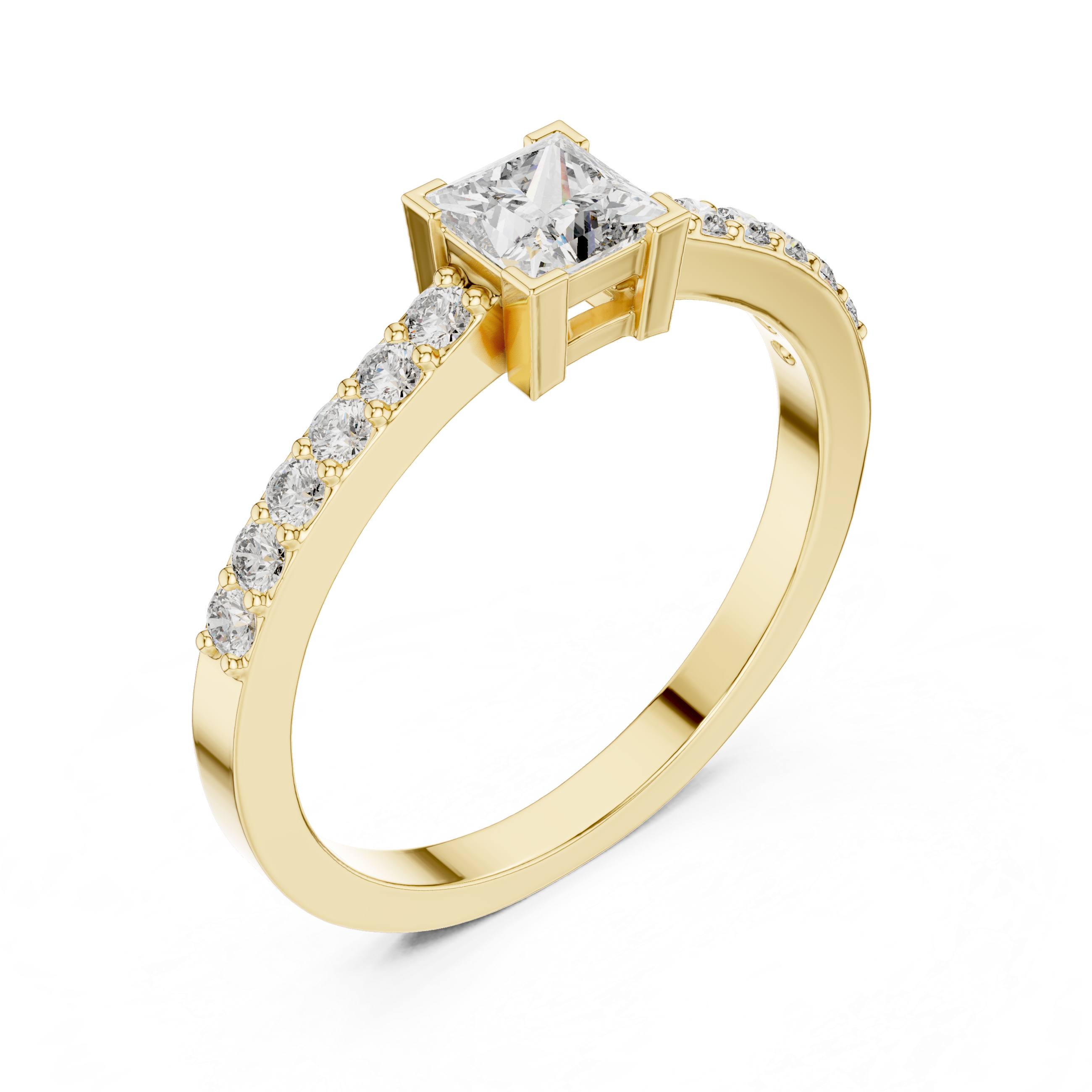 Princess Cut Pavé Solitaire