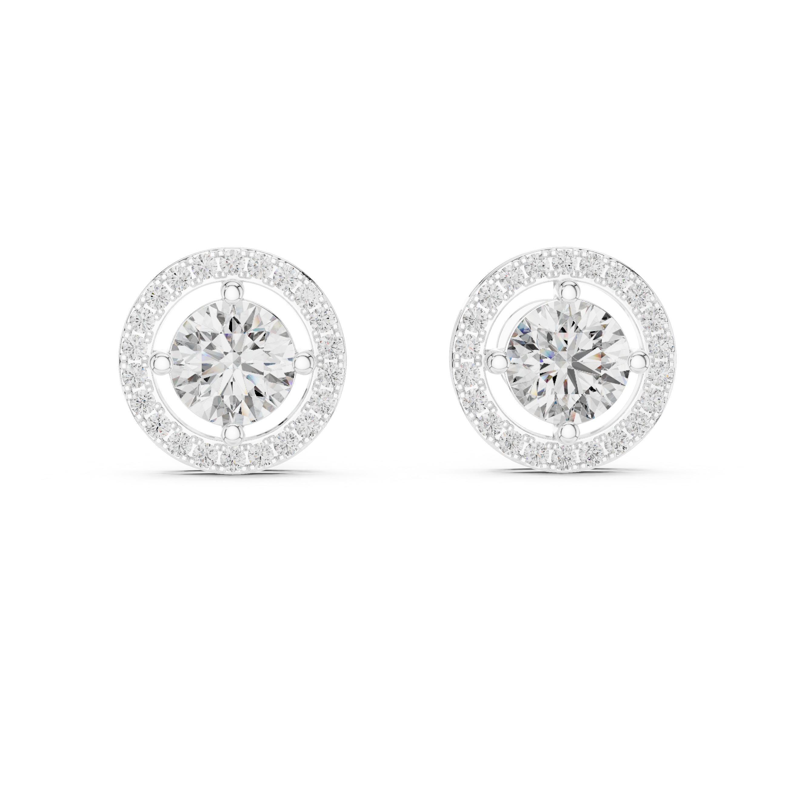 The Örebro Earrings - Round Brilliant Halo Diamond Studs