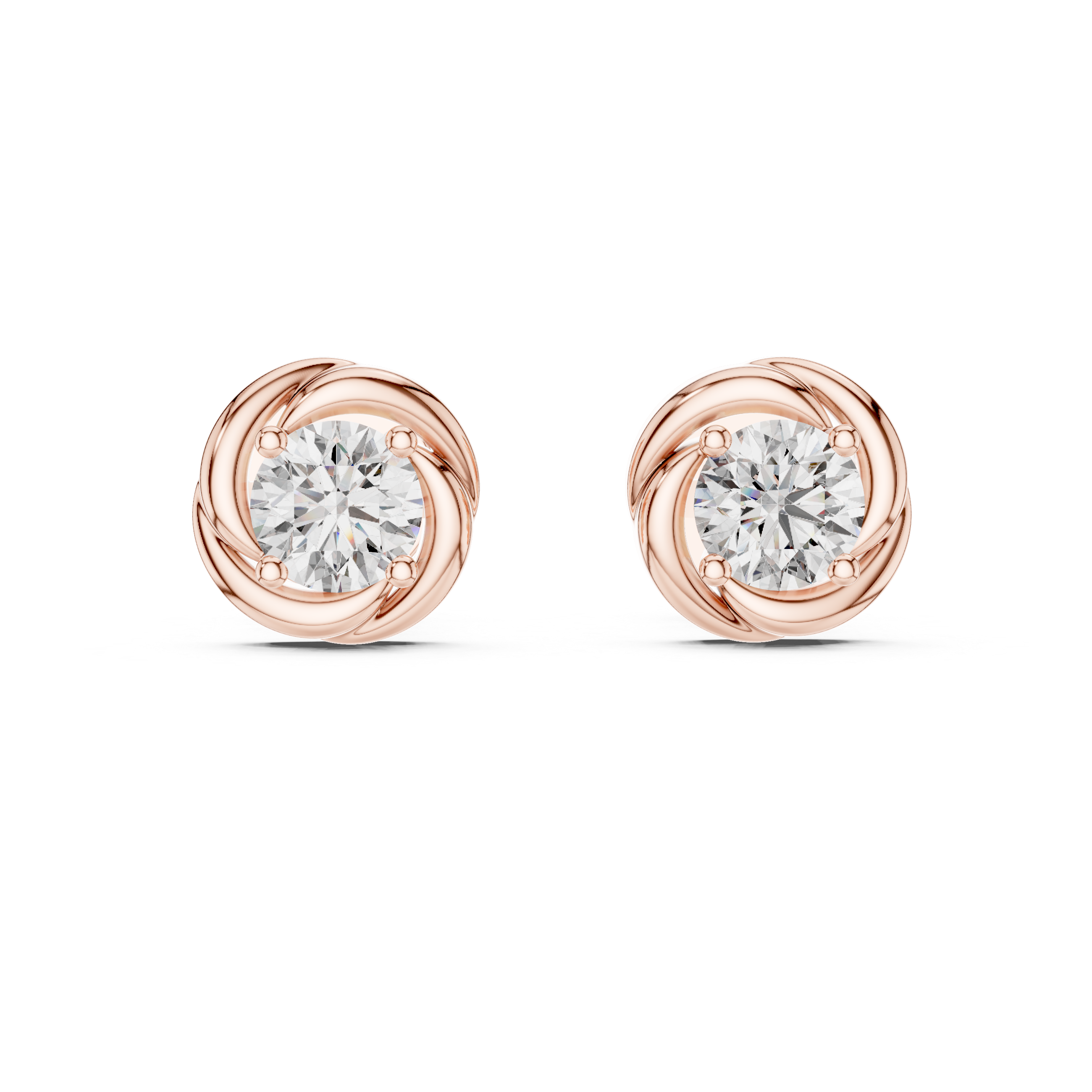 Muur Atelier Solid Gold Swirl Set Diamond Knot Studs