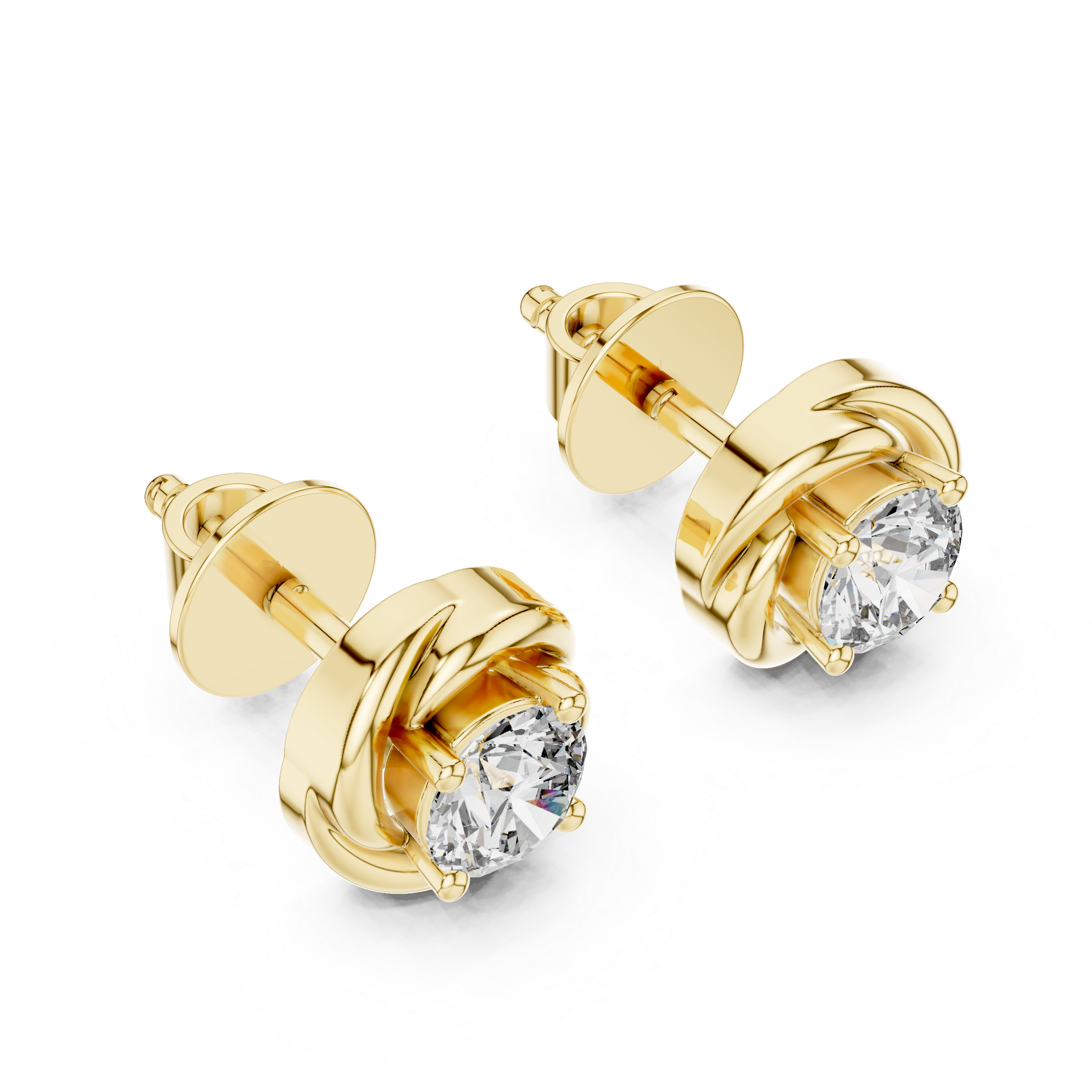 Muur Atelier Solid Gold Swirl Set Diamond Knot Studs