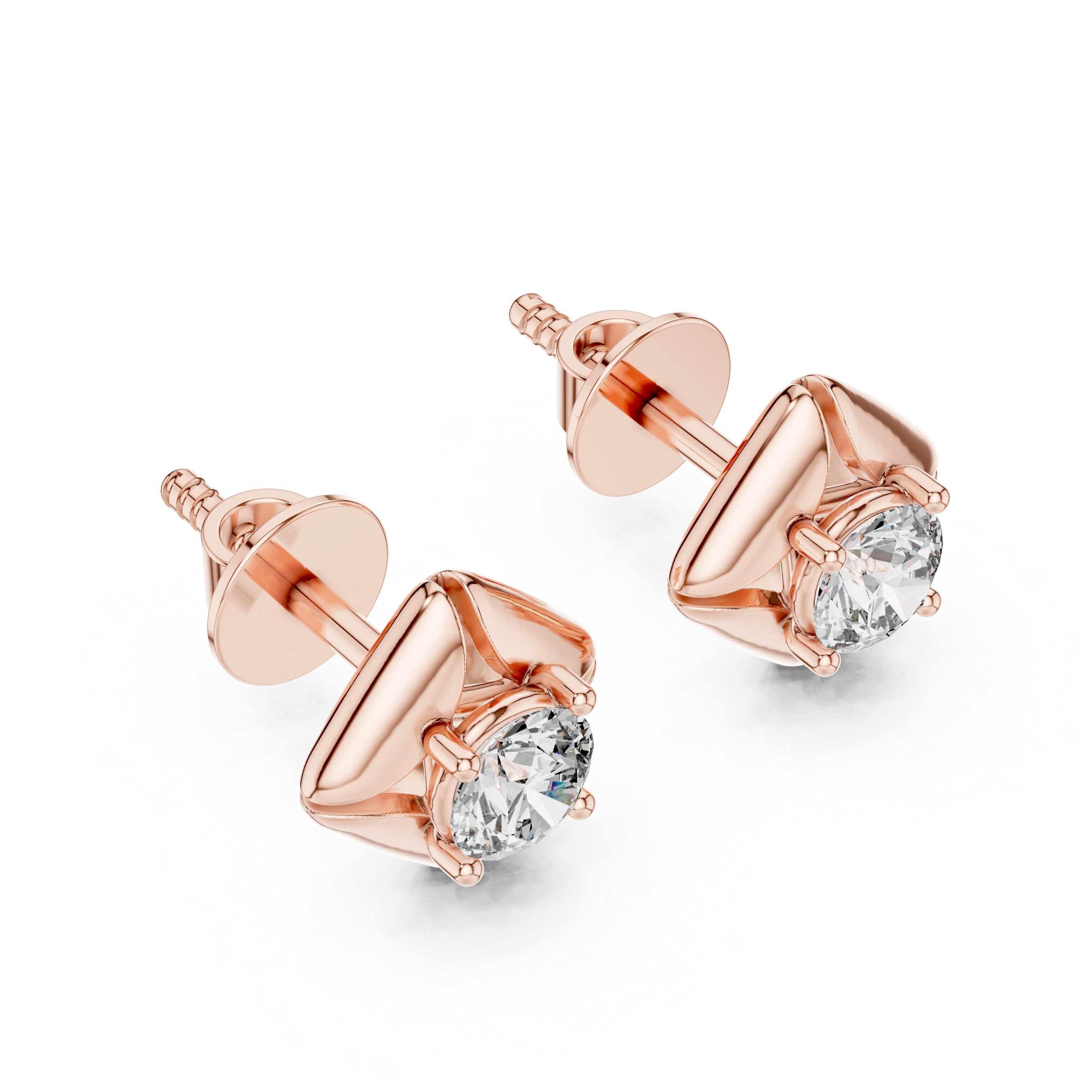 Muur Atelier Solid Gold Sculptural Pillow Diamond Studs