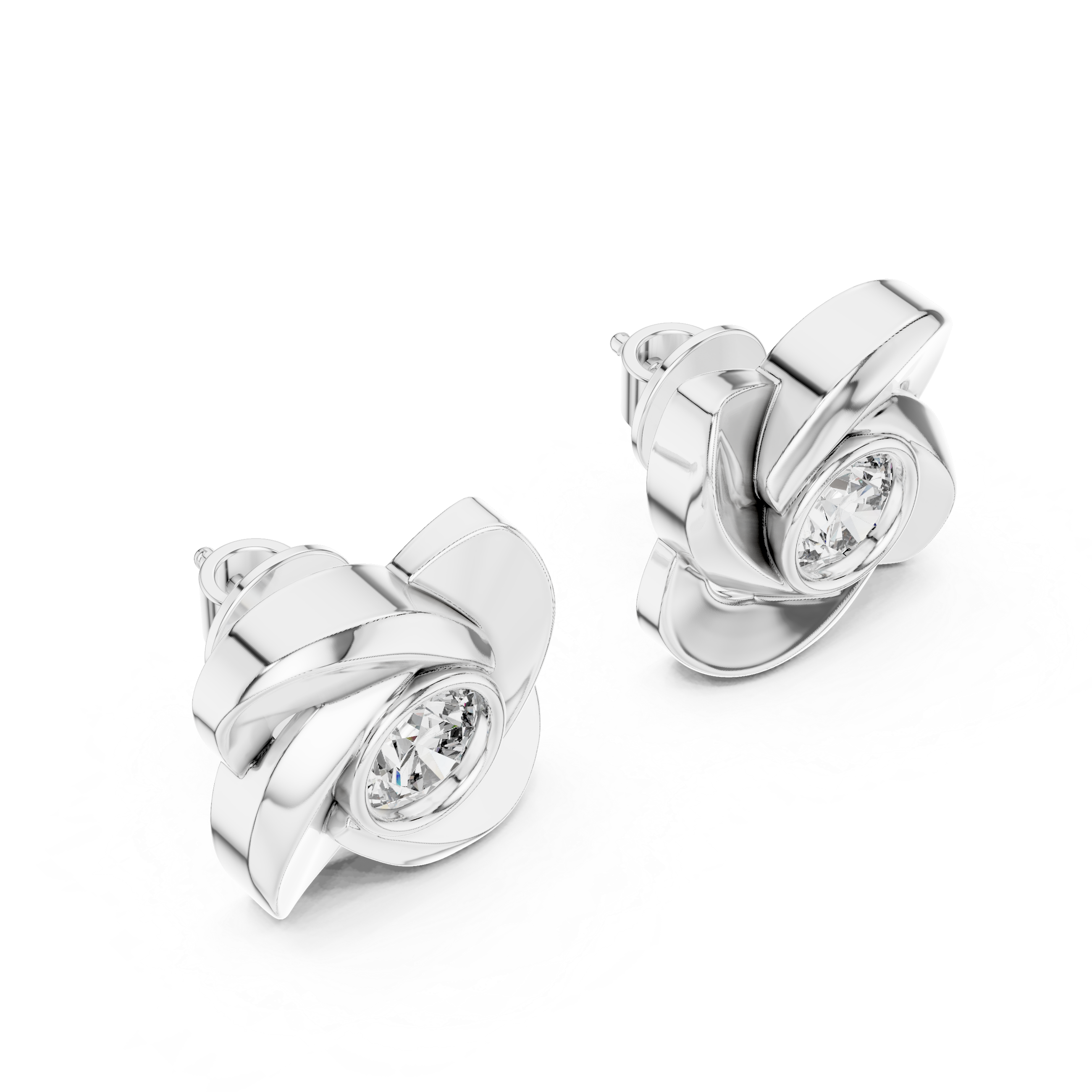 The Orillia Earrings - Sculptural Swirl Diamond Studs