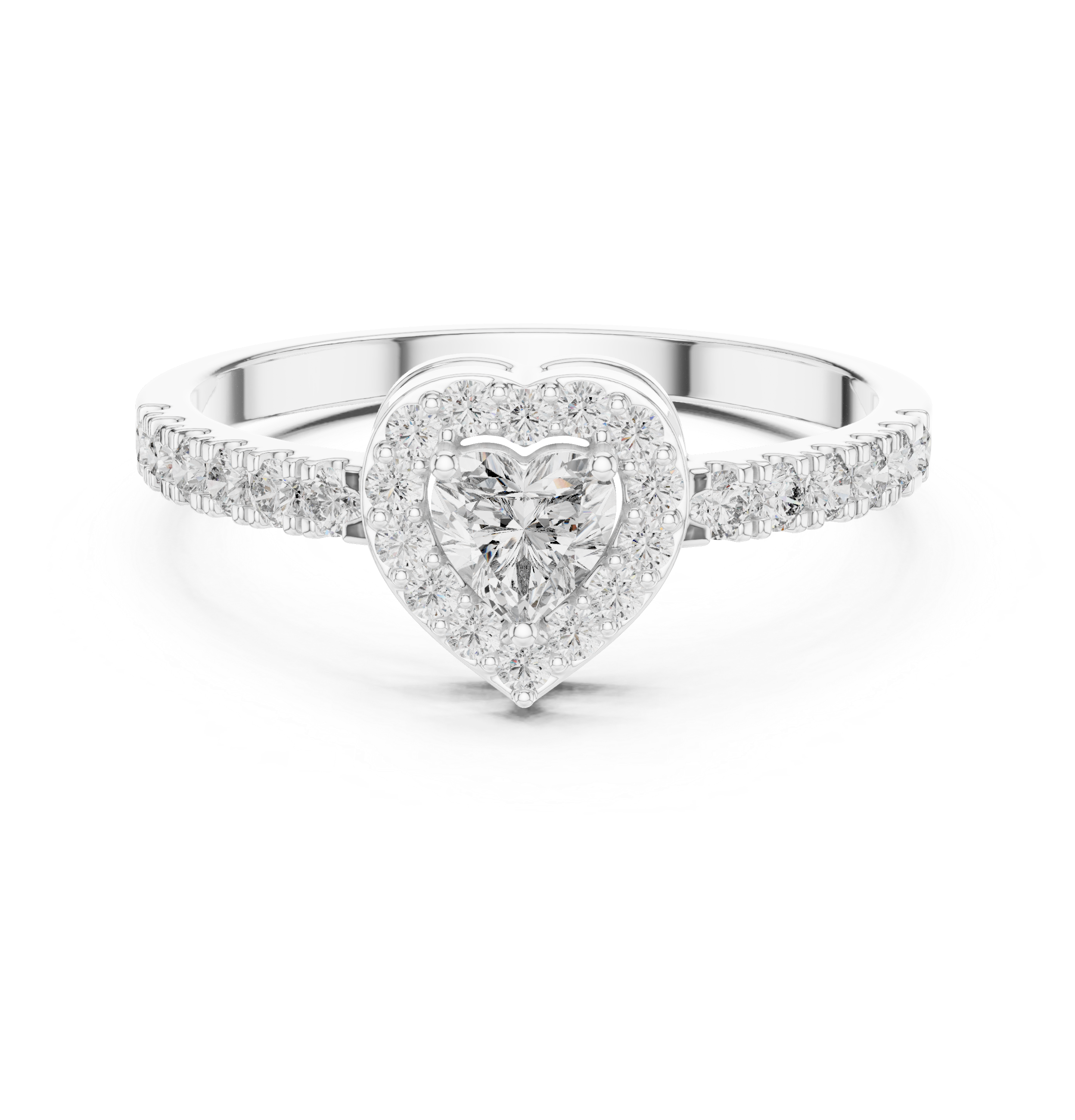 Heart Halo U-cut Pave Ring