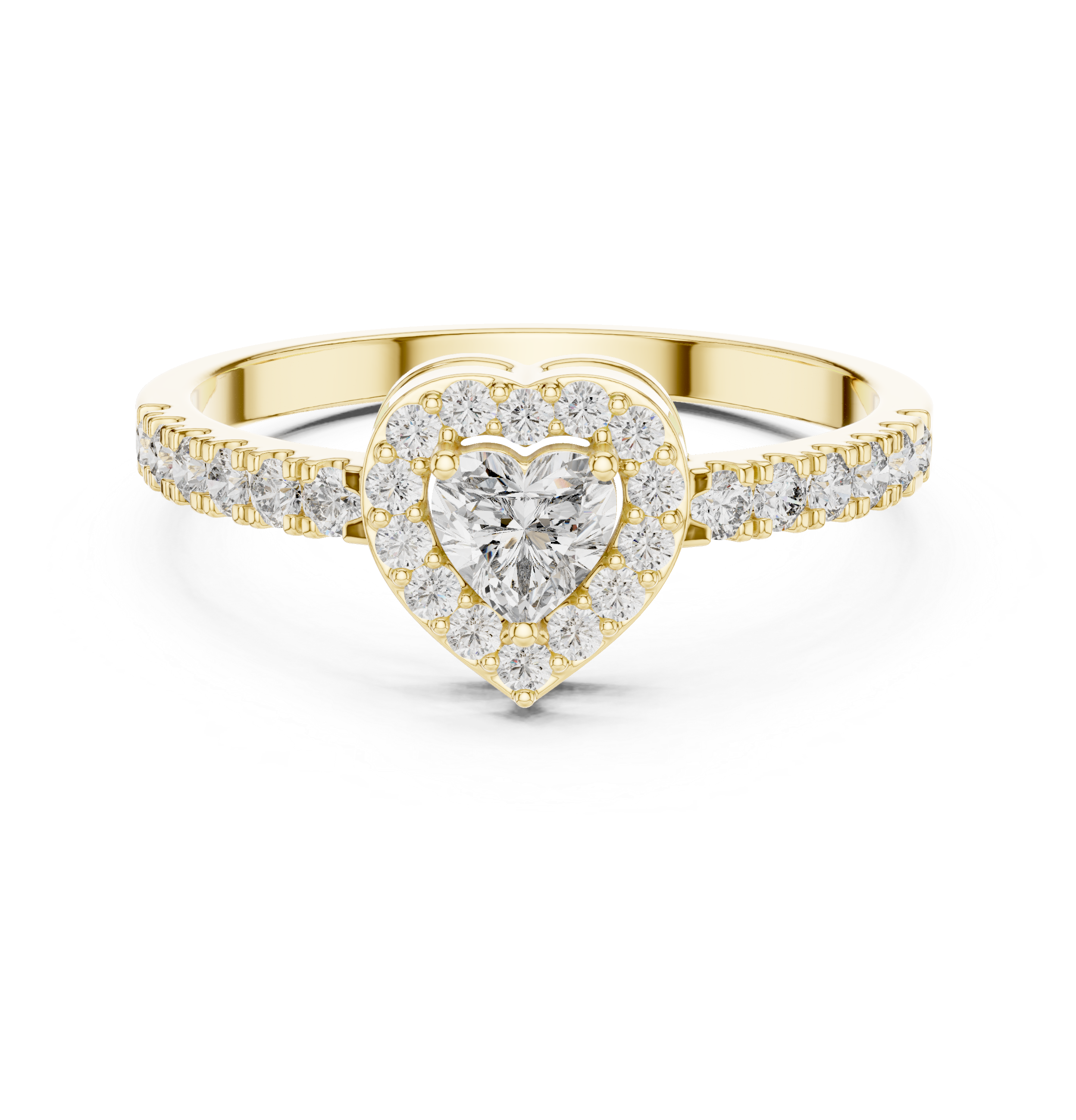 Muur Atelier Solid Gold Heart Cut Halo Diamond Promise Ring