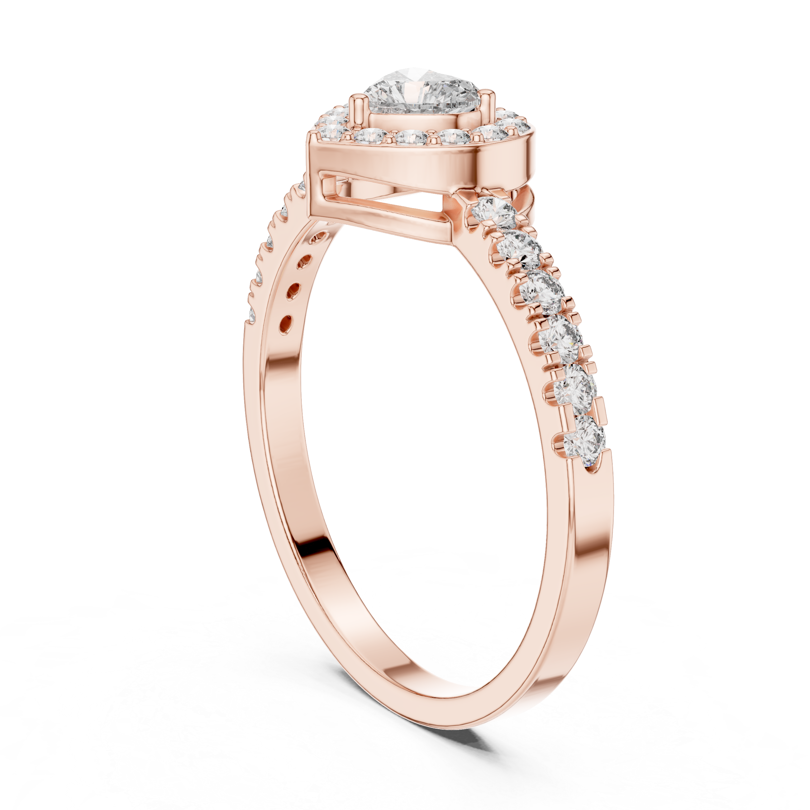 Heart Halo U-cut Pave Ring