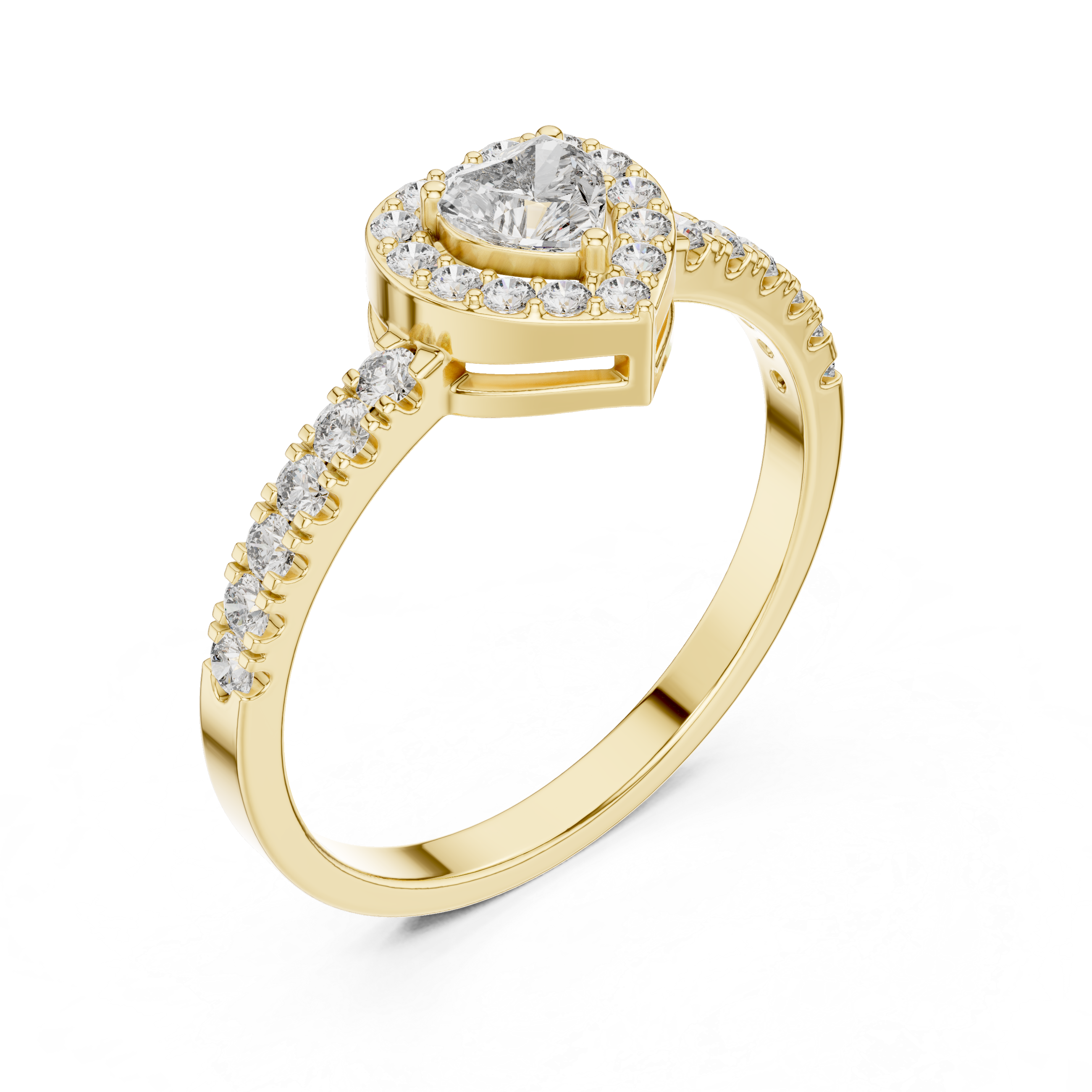 Muur Atelier Solid Gold Heart Cut Halo Diamond Promise Ring