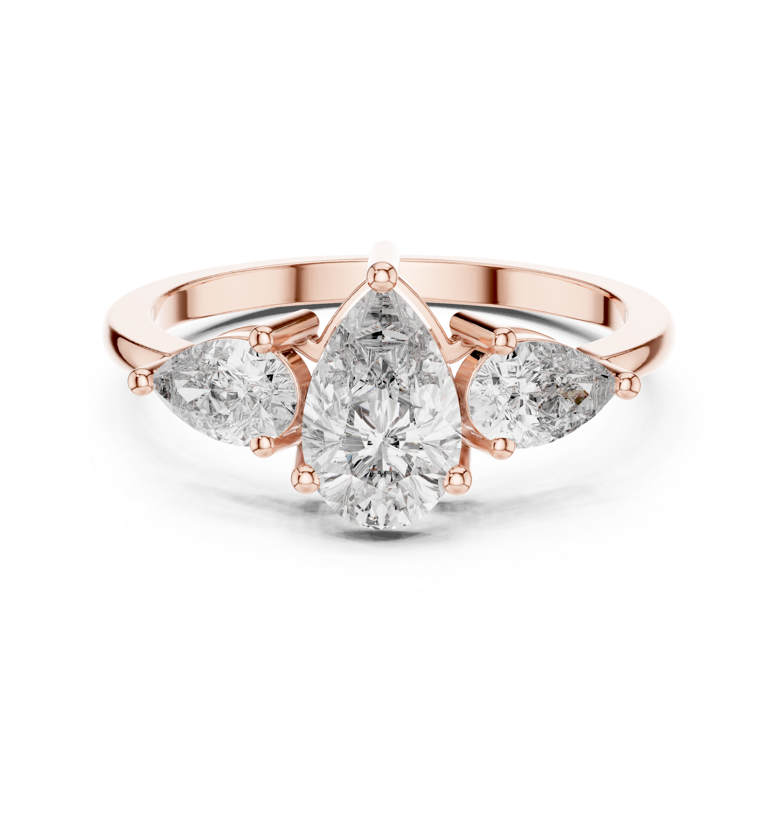 Pear Three-Stone Collet Ring