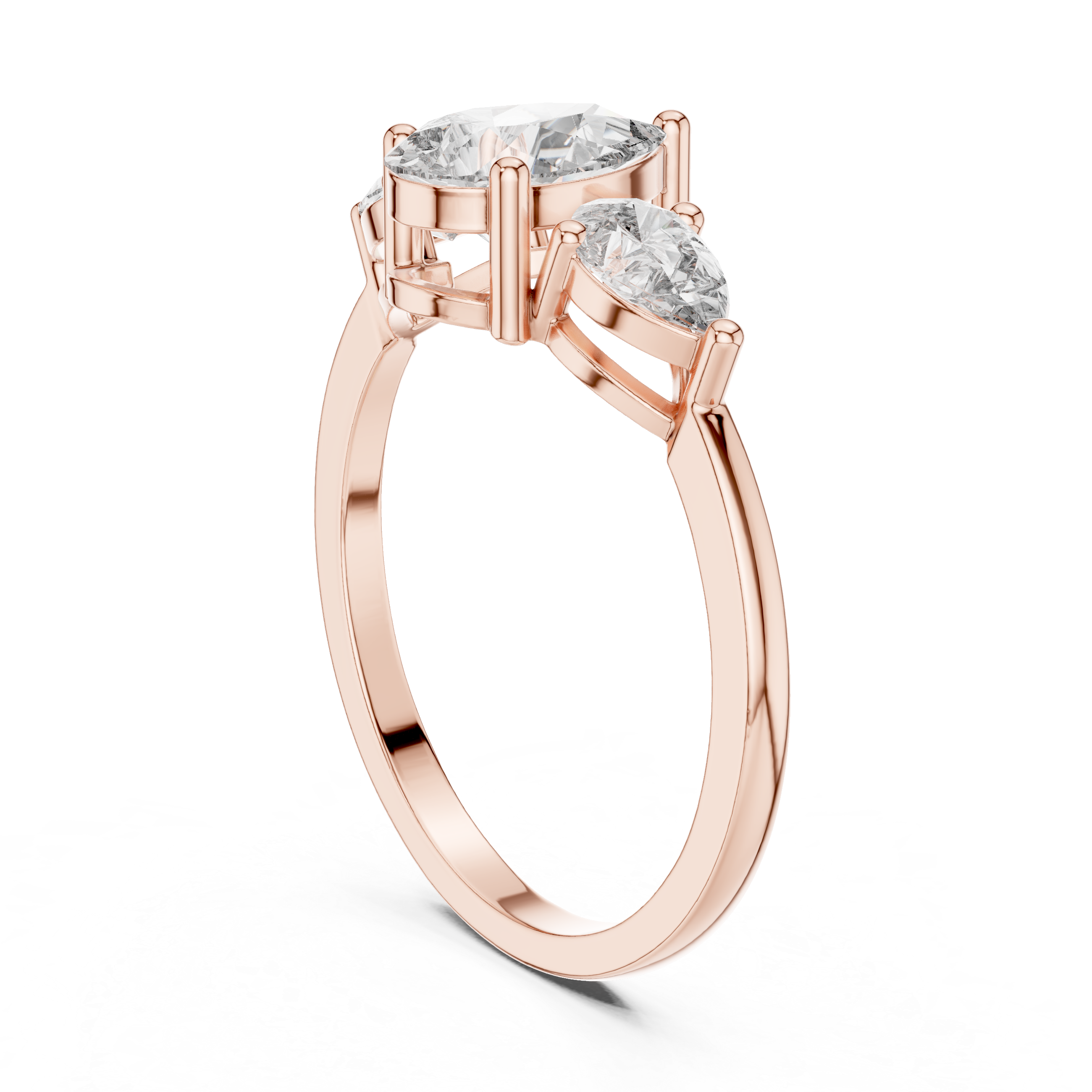 Pear Three-Stone Collet Ring